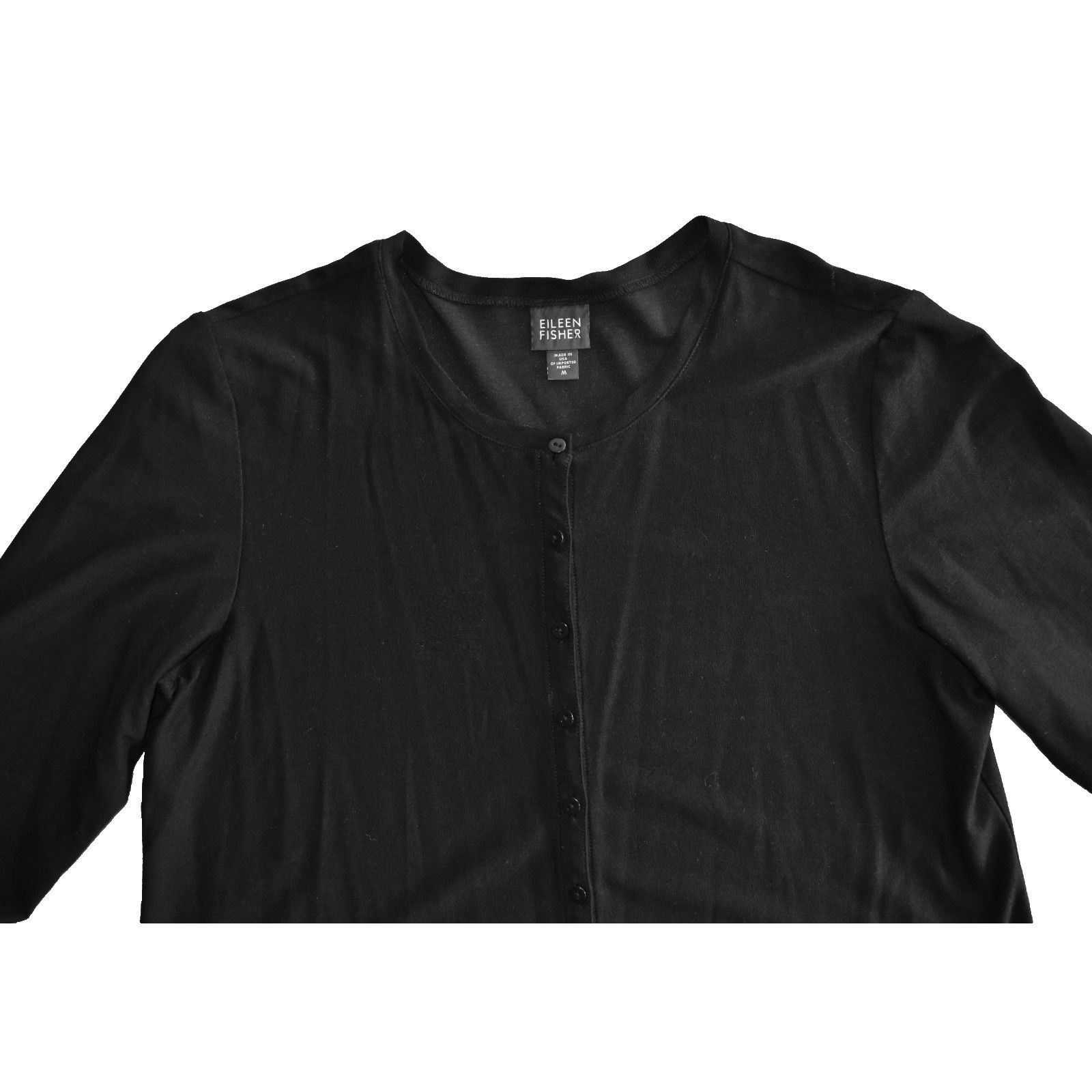 Eileen Fisher EILEEN FISHER Black Rayon Button Front Tunic Shirt Top Sz M Size M / US 6-8 / IT 42-44 - 4 Thumbnail