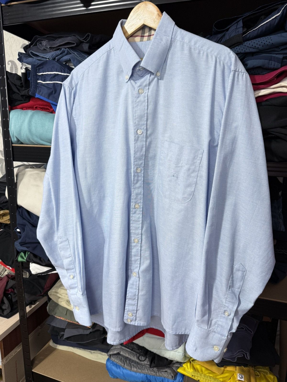 Burberry × Vintage Vintage Burberry London Blue Button Up Shirt Size XL Size US XL / EU 56 / 4 - 10 Thumbnail