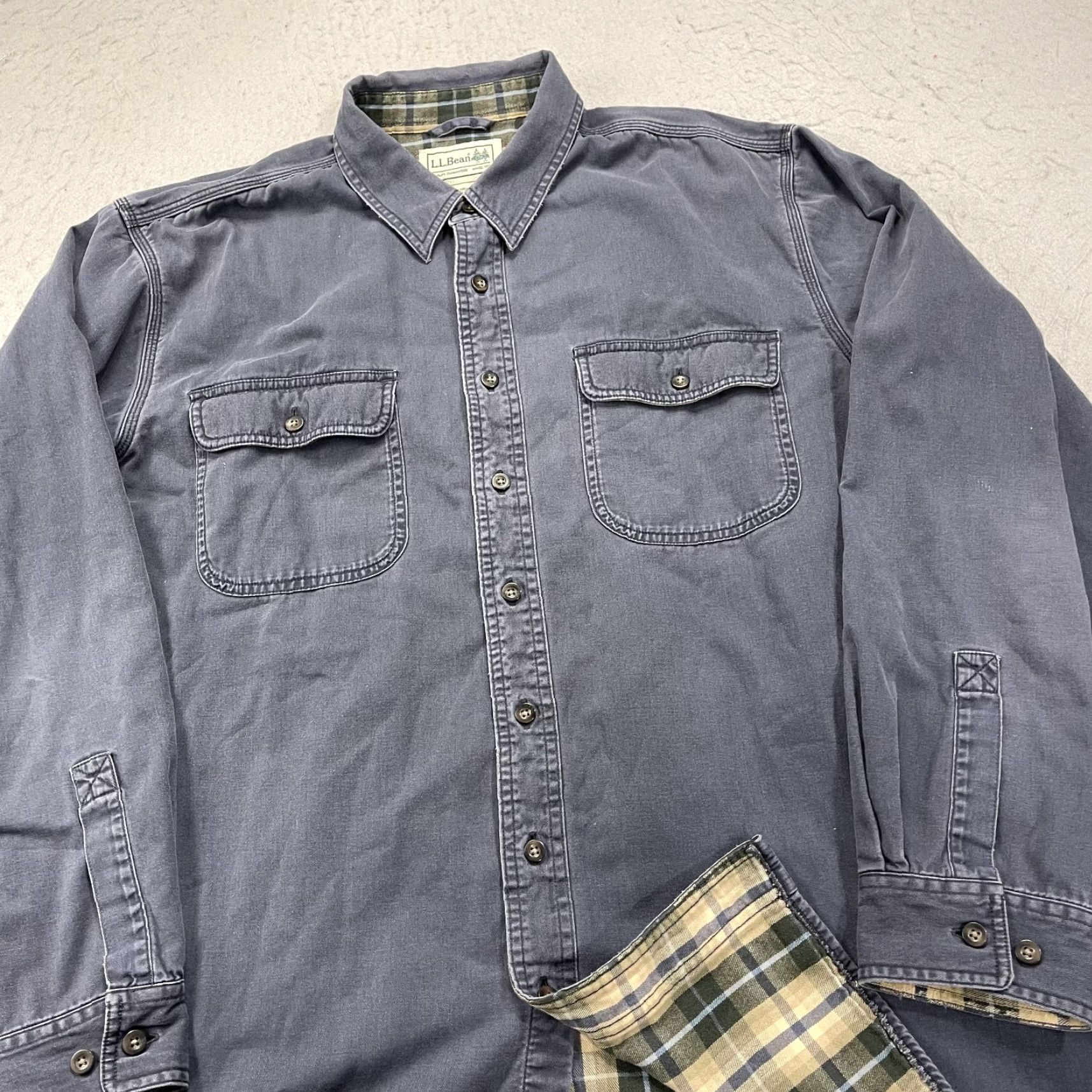Vintage L.L. Bean Shirt Mens XL Blue Hurricane Cotton Flannel Lined Heavy Workwear Shirt Size US XL / EU 56 / 4 - 3 Thumbnail