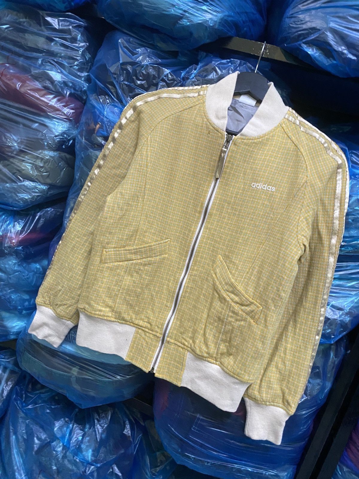 Adidas Vintage Adidas Sample Yellow Houndstooth Track Jacket Size US XS / EU 42 / 0 - 3 Thumbnail
