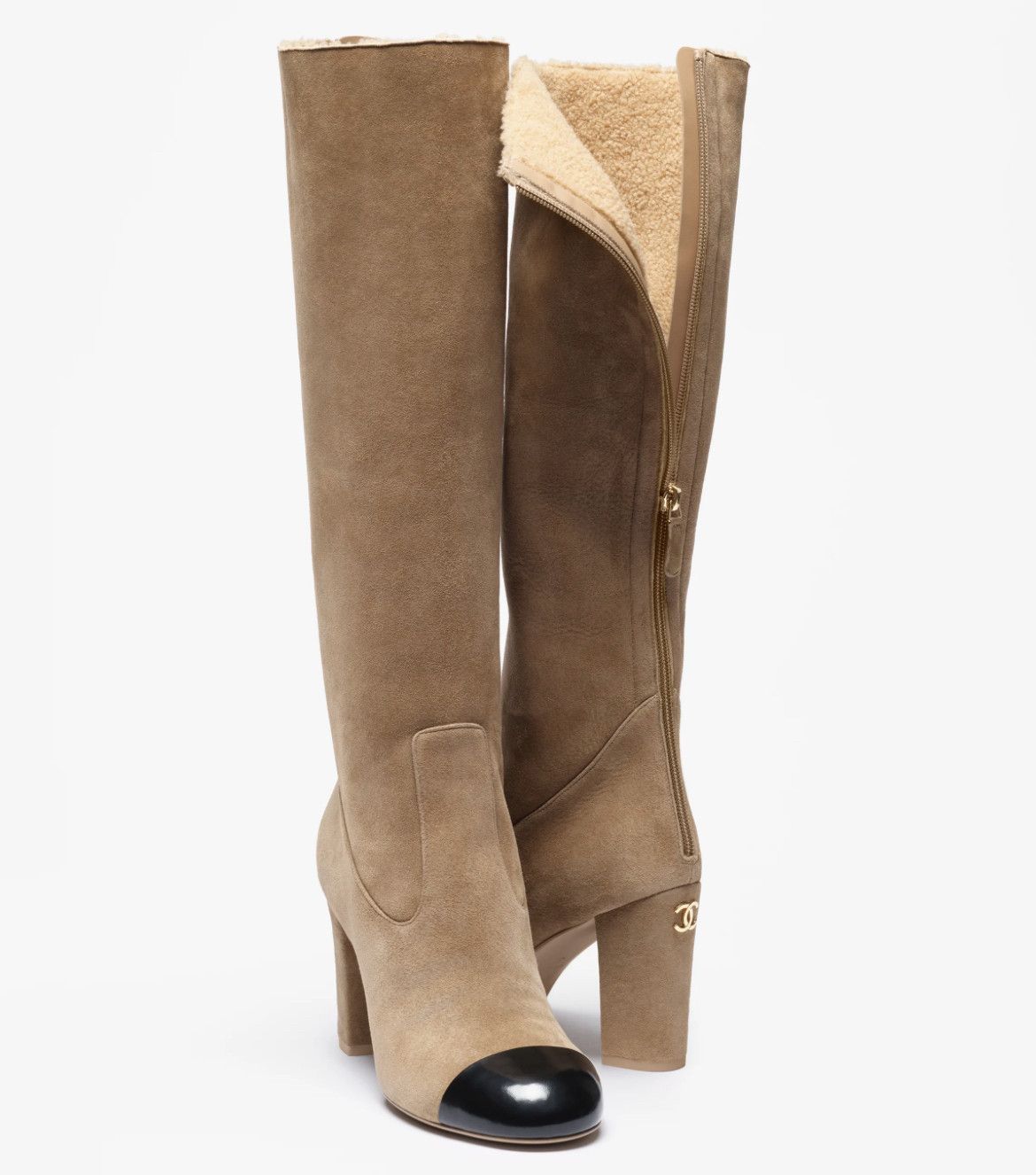 Chanel Chanel 24K Shearling Fur Logo Knee High Block Heel Boot 37.5 Size US 7.5 / IT 37.5 - 9 Thumbnail
