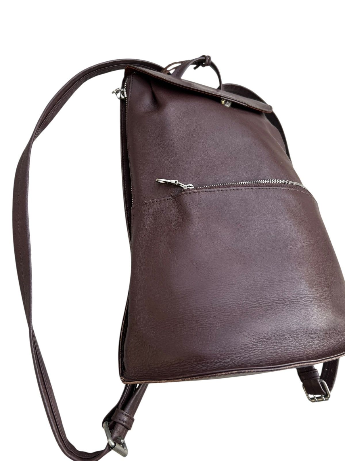 Leather Vintage Yohji Yamamoto Y’saccs Patina Leather Backpack Bag Size ONE SIZE - 8 Thumbnail