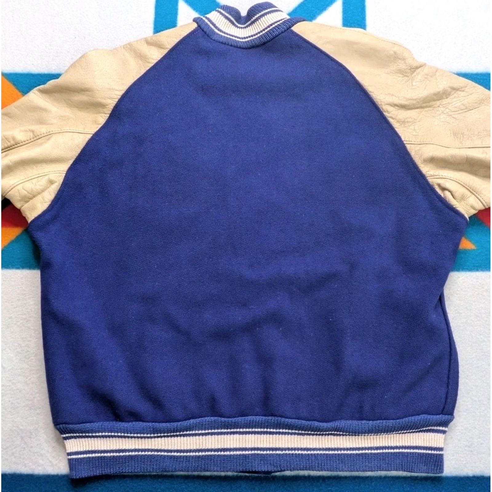 Vintage VINTAGE Knickerbocker Wool Leather Varsity Letterman Jacket USA Flynntan Medium Blue Mens Size US M / EU 48-50 / 2 - 6 Thumbnail