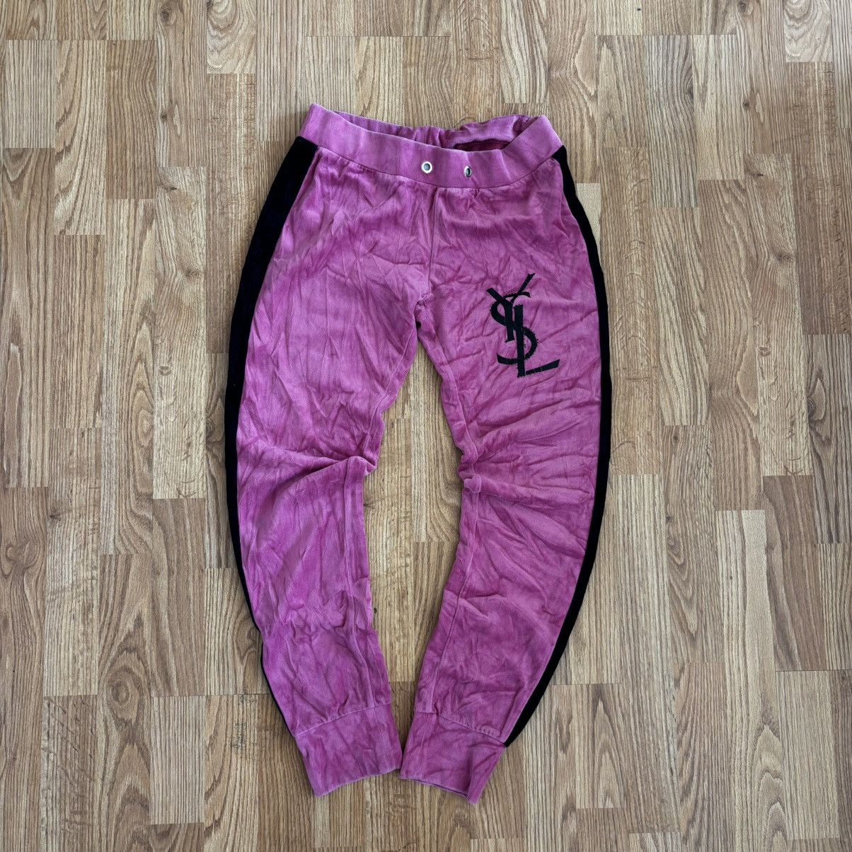 Yves Saint Laurent Yves Saint Laurent Pink Velour Bling Tracksuit Sweatshirt Size S / US 4 / IT 40 - 8 Thumbnail