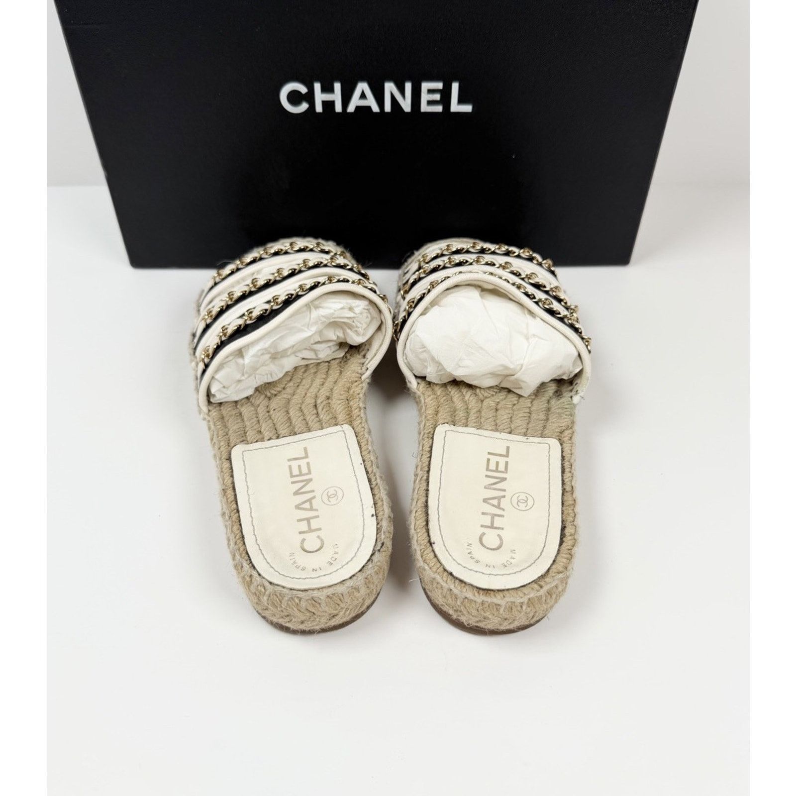 Chanel Size 36EU/6W - Chanel Chain Link Leather Espadrilles Size US 6 / IT 36 - 5 Thumbnail