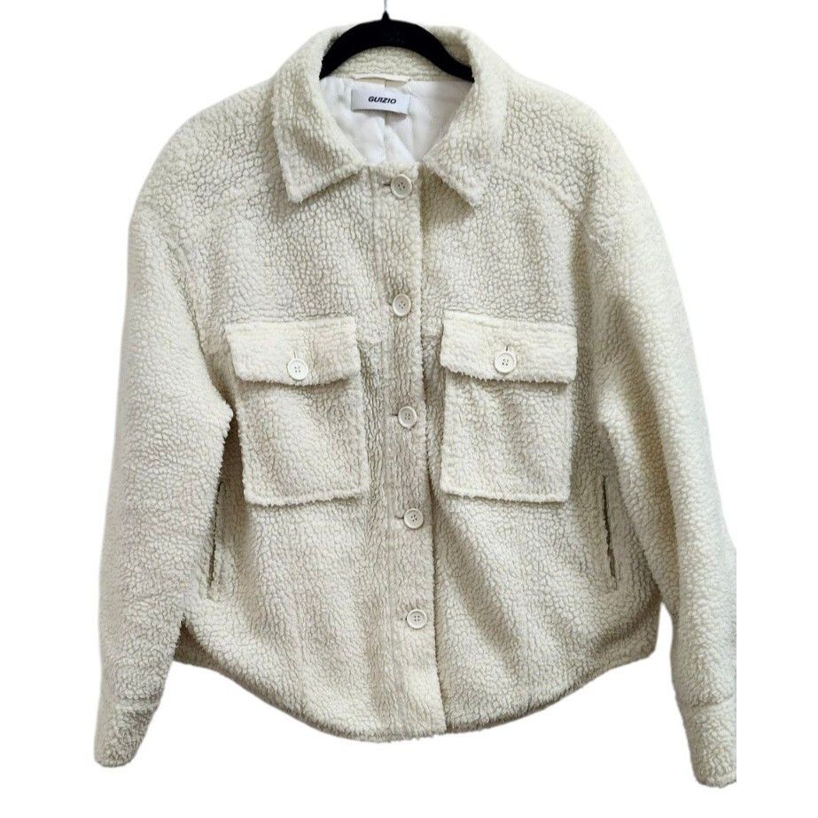 Guizio Danielle Guizio OVERSIZED SHERPA BUTTON-UP JACKET CREAM Size S / US 4 / IT 40 - 2 Thumbnail