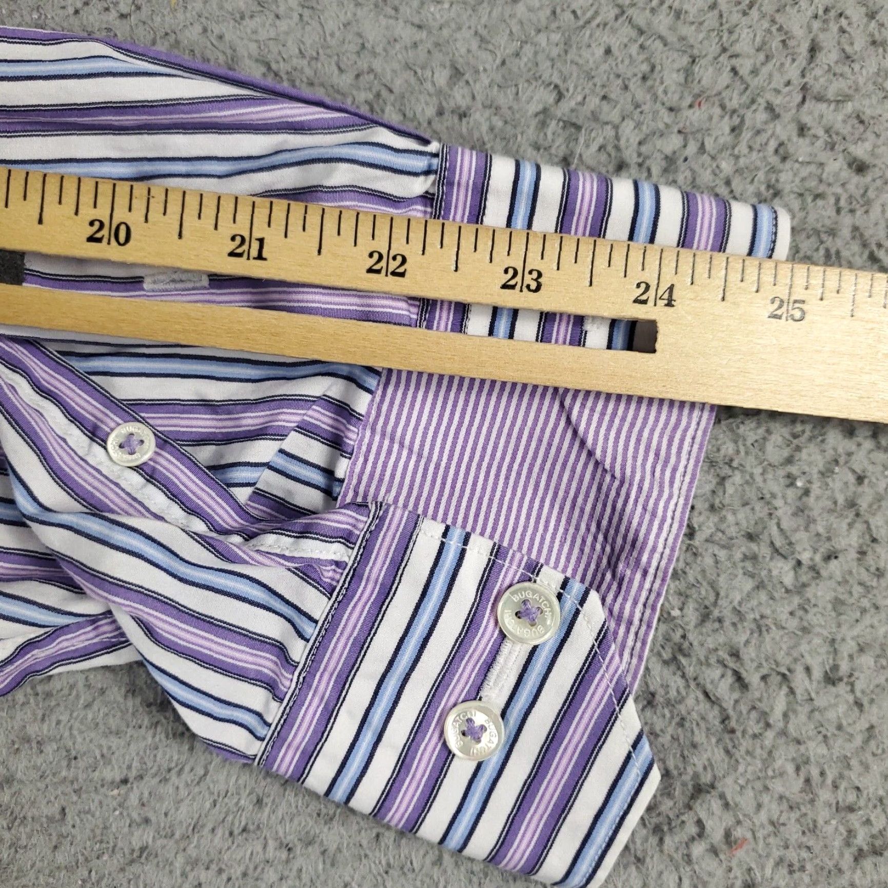 BUGATCHI Bugatchi Uomo Button-Up Shirt Men's Medium Purple Striped Long Sleeve Classic Fit Size US M / EU 48-50 / 2 - 6 Thumbnail