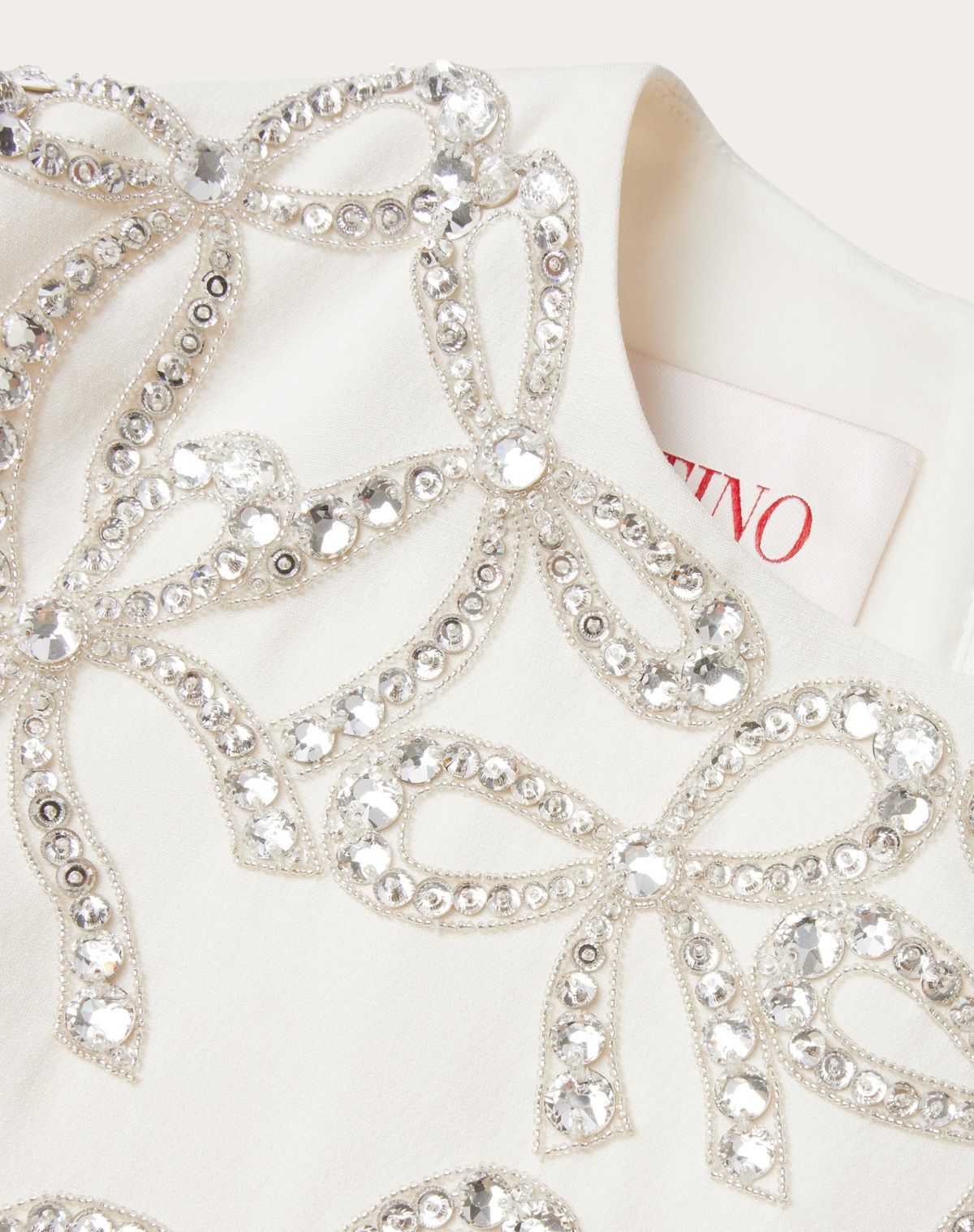 Valentino o1s1wg110525 Embroidered Crepe Couture Short Dress in White Size S / US 4 / IT 40 - 7 Thumbnail