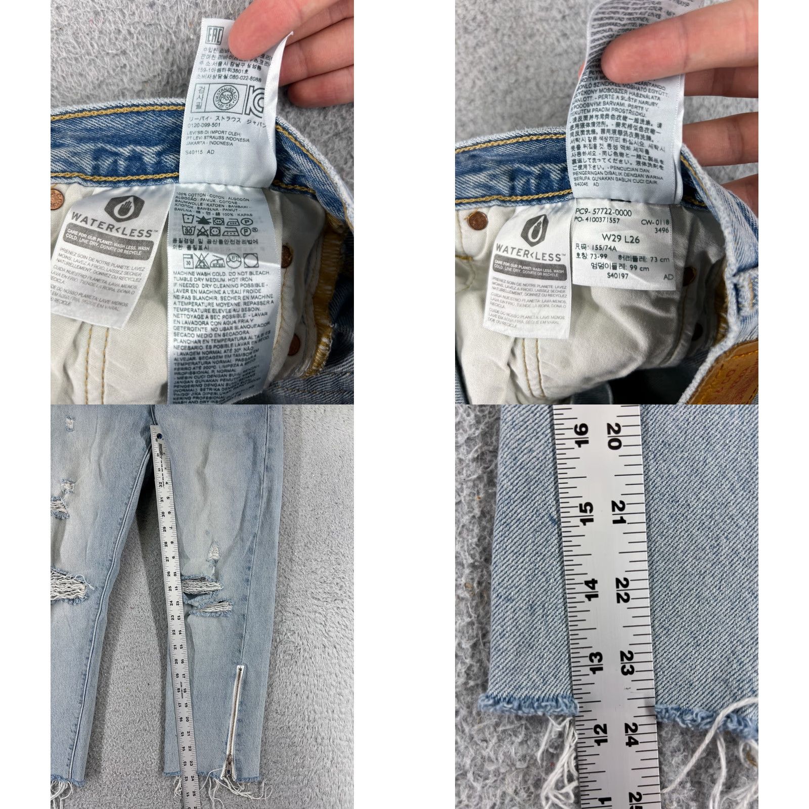 Levi's Levi's Jeans 501 XX Slim Denim Blue 29 Adult Regular Pants Tapered Ankle Zip Button Fly Cotton Blend Pocket 5-Pocket Vintage No Women Size 29" - 8 Thumbnail