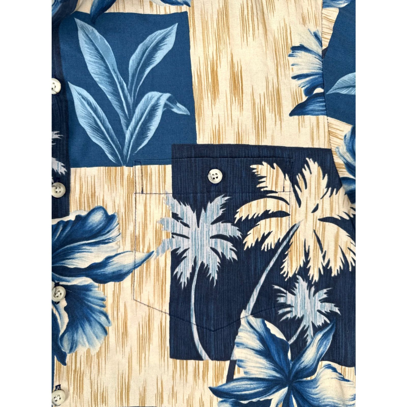 Tori Richard VINTAGE Tori Richard Shirt Men S Beige Blue Cotton Blend Floral Hawaiian Size US S / EU 44-46 / 1 - 6 Thumbnail
