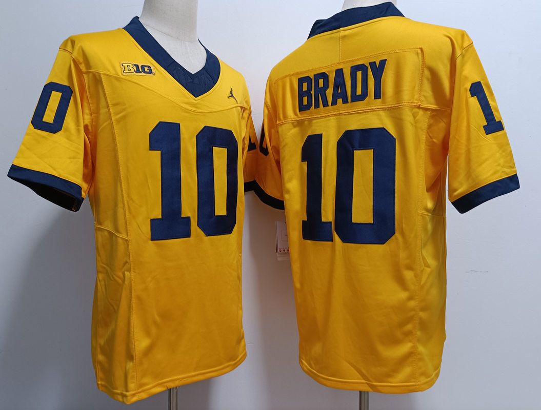 Other Men's #10 Tom Brady Michigan Wolverines Yellow Jersey Size US L / EU 52-54 / 3 - 3 Thumbnail