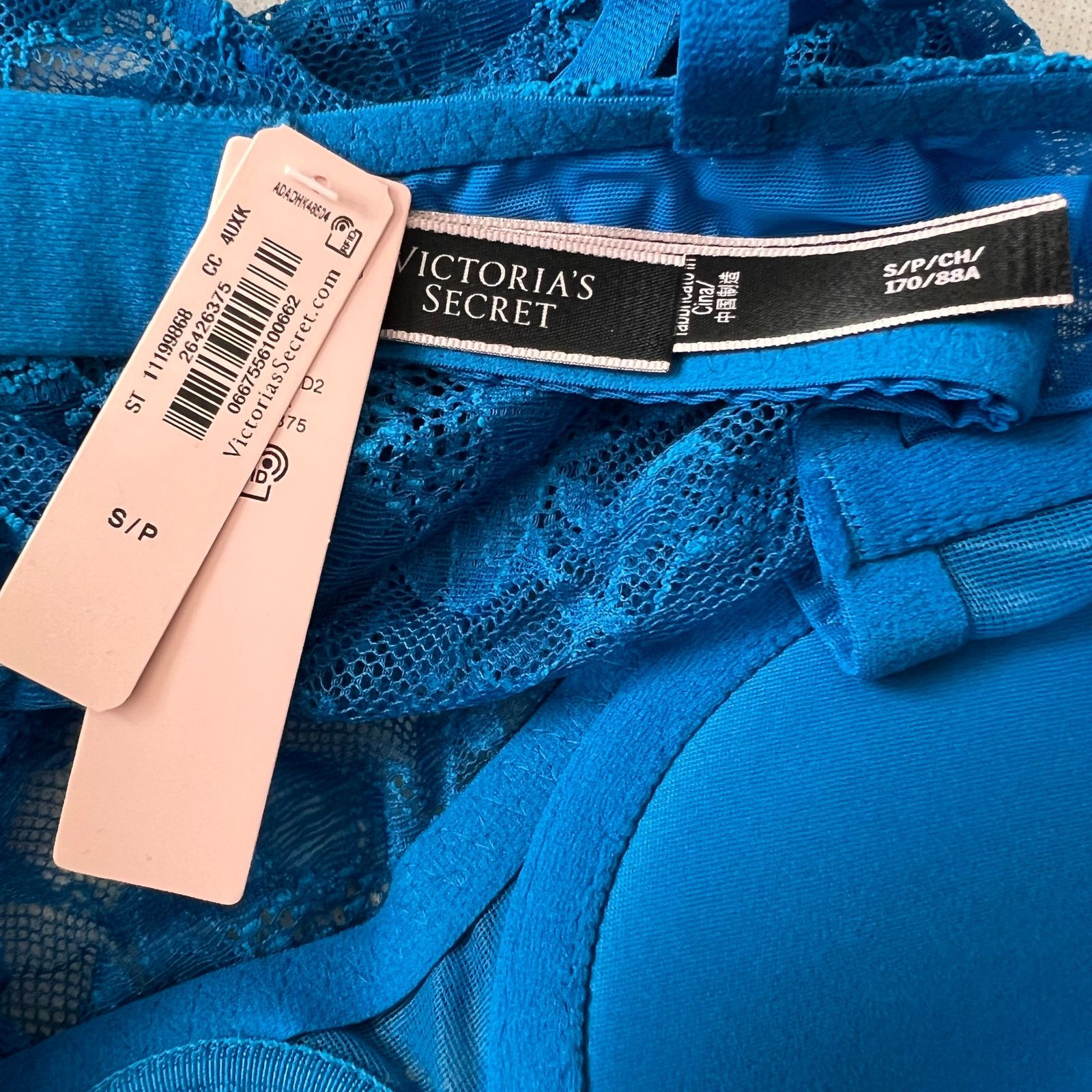 Victoria's Secret VICTORIA’S SECRET Blue Lace Shine Strap Teddy Bodysuit, S Size S / US 4 / IT 40 - 3 Thumbnail