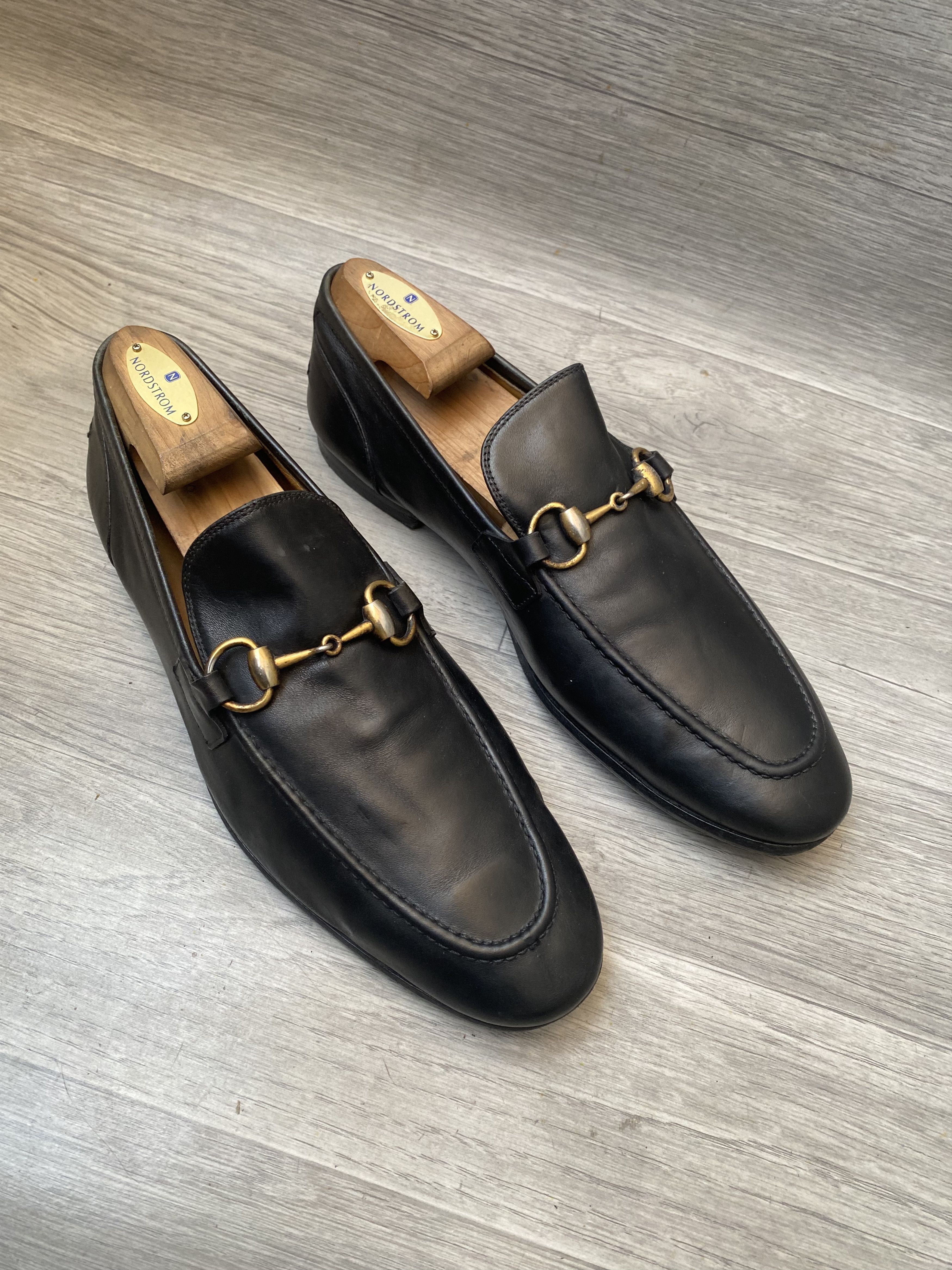 Gucci horsebit jordan black leather loafers sz 41