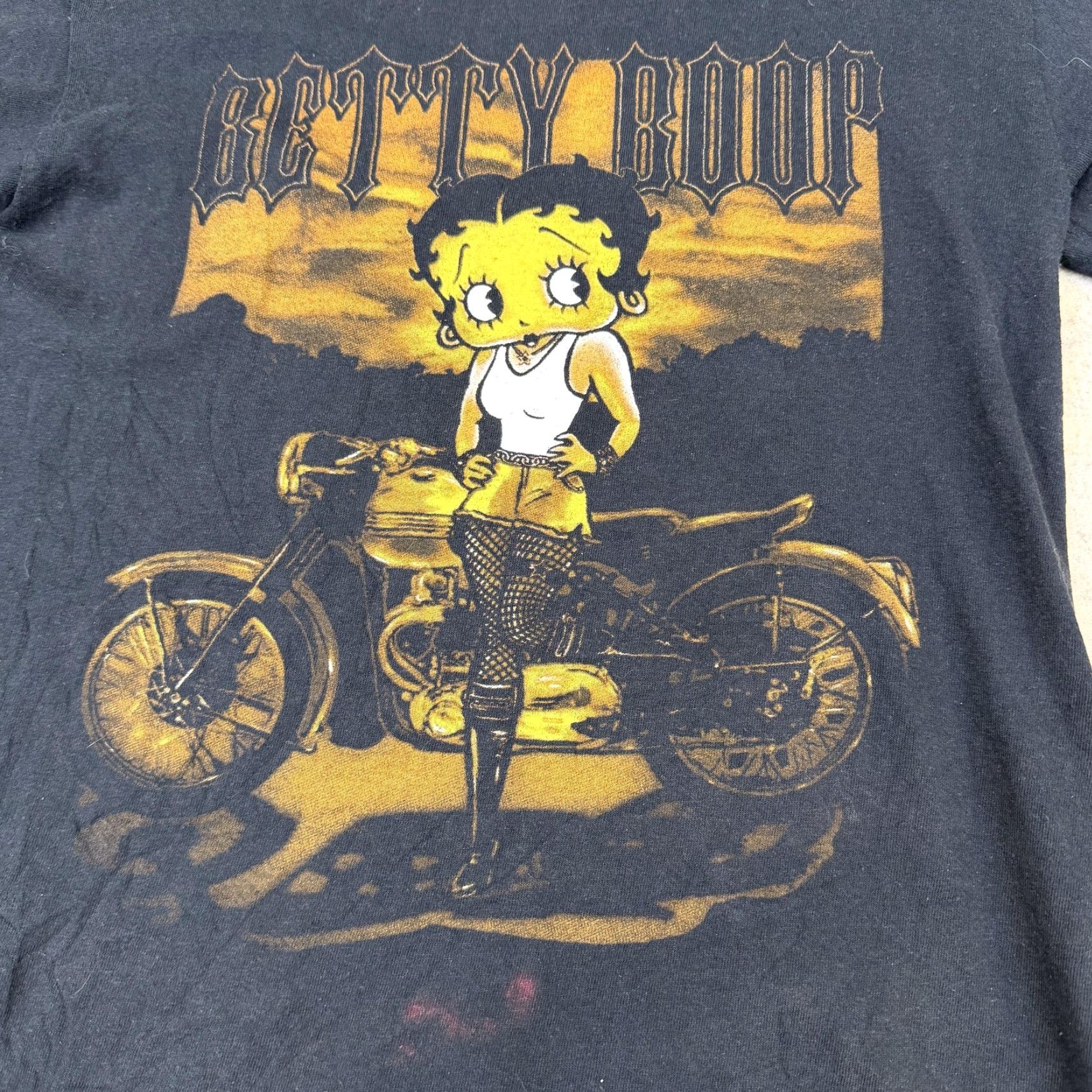 Vintage Betty Boop Shirt Womens Small Black Motorcycle Biker Graphic Tee Cartoon Size S / US 4 / IT 40 - 3 Thumbnail