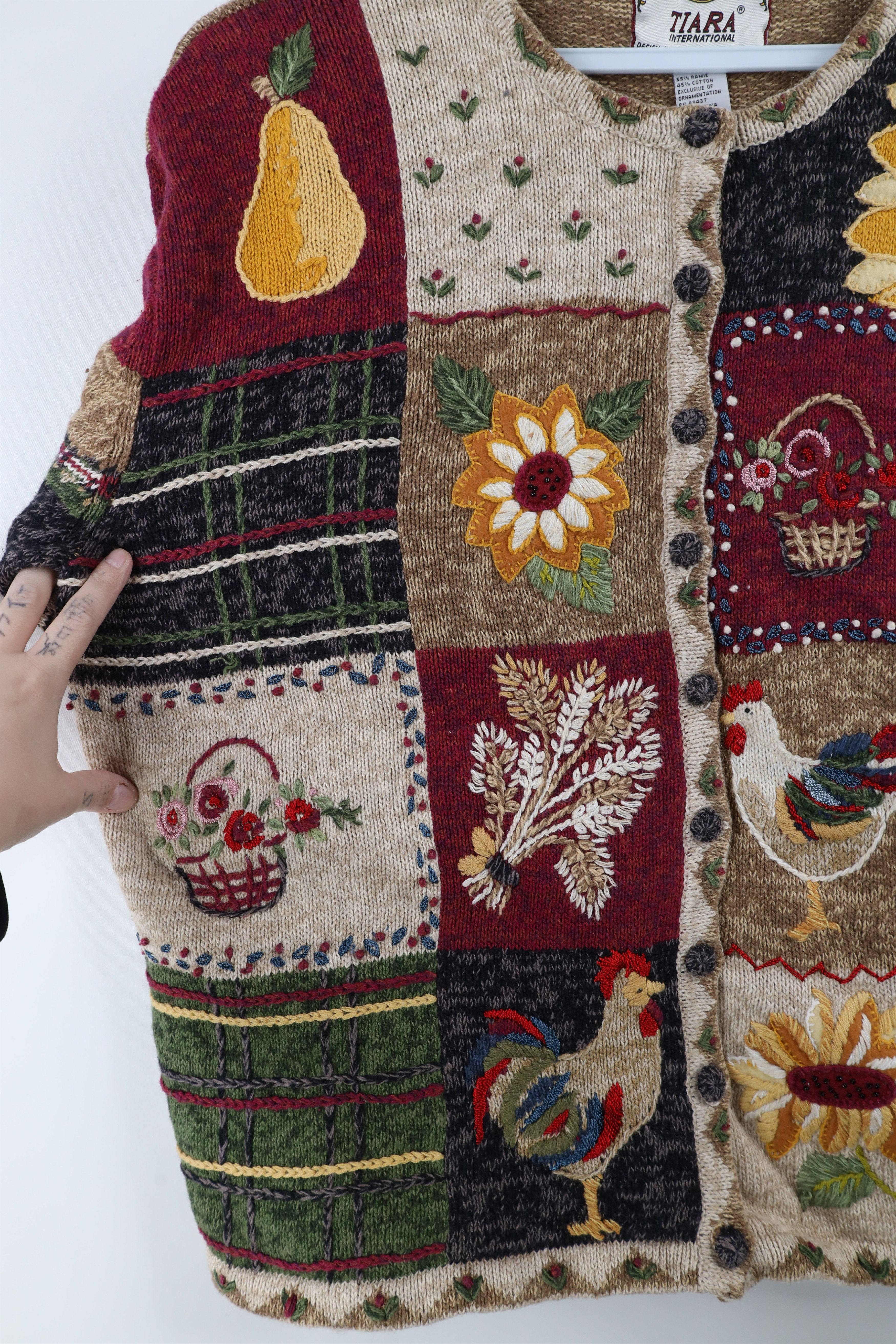 Vintage Vintage Y2K Country Primitive Flower Cardigan Sweater Size XL / US 12-14 / IT 48-50 - 4 Thumbnail