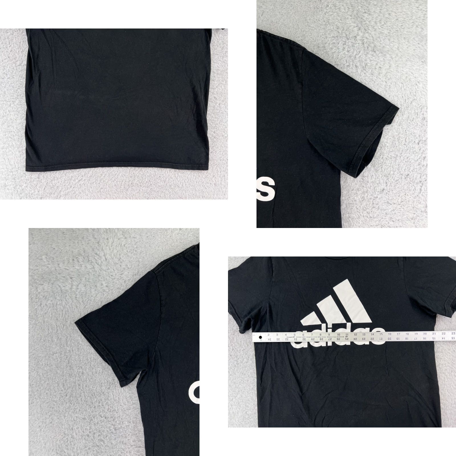Adidas Adidas Shirt Men Large Black Logo 100% Cotton Stretch Short Sleeve Crew T-Shirt Mens Size US L / EU 52-54 / 3 - 8 Thumbnail