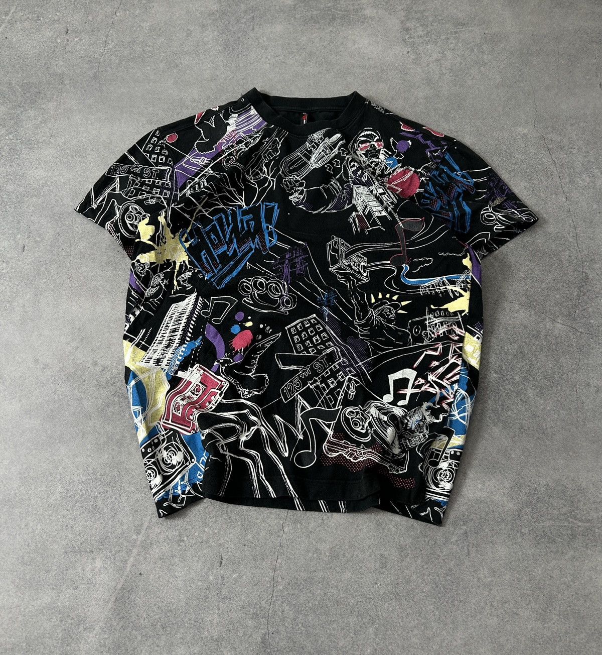 Rap Tees Vintage Raw Blue All Over Graffiti Print Tee 2000s Size US XL / EU 56 / 4 - 1 Thumbnail