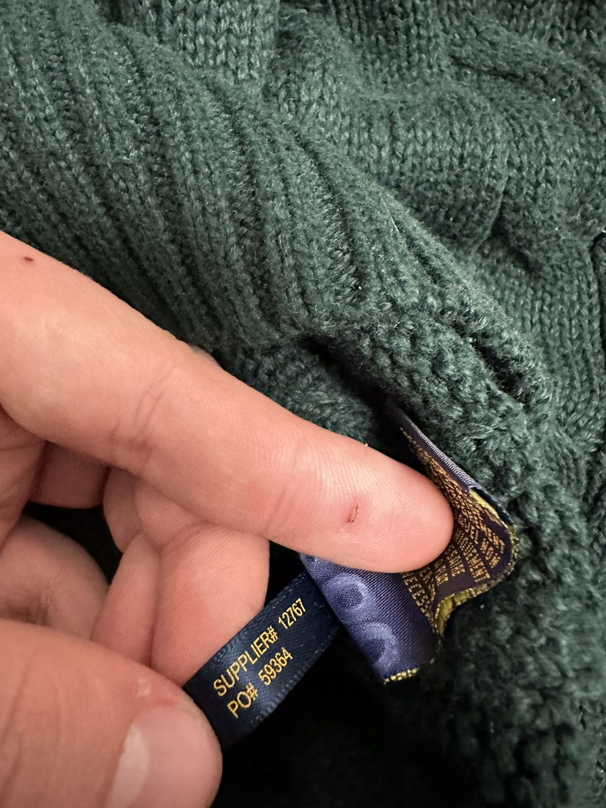 Polo Ralph Lauren RARE Polo Ralph Lauren Green Cable knit Sweater yellow pony Size US M / EU 48-50 / 2 - 6 Thumbnail