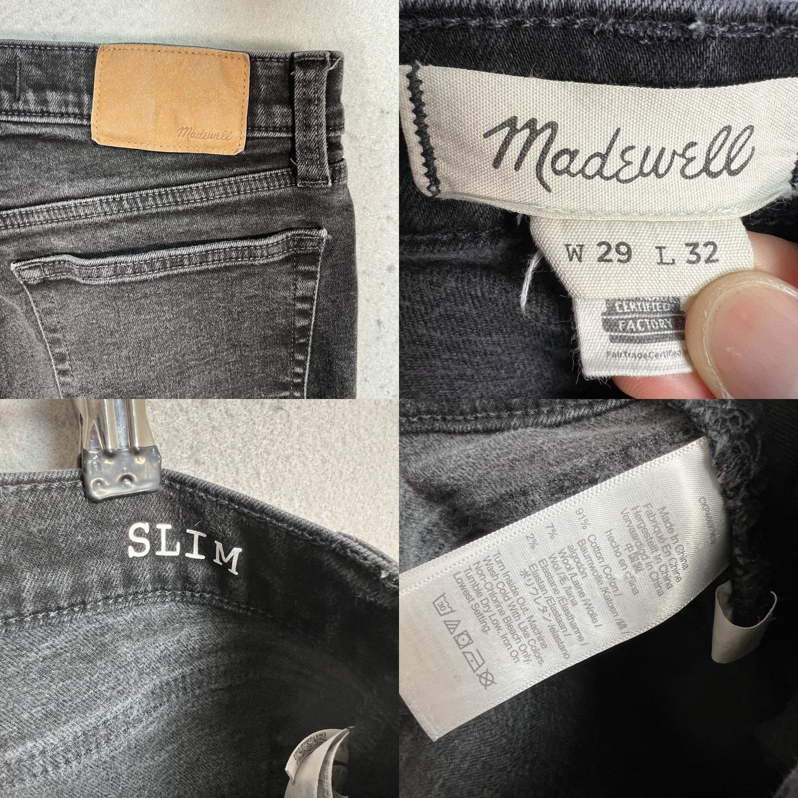 Madewell VINTAGE Madewell Jeans Women's 29x30 Black Medium Wash Slim Fit Denim Womens Size 29" - 8 Thumbnail