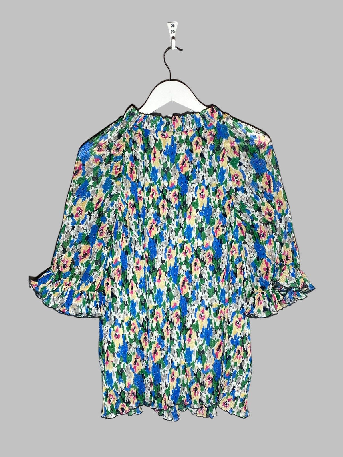 Ganni 🔥 GANNI FLORAL BLOUSE RIBBED BREATHABLE Y2K PARIS AESTHETIC Size XS / US 0-2 / IT 36-38 - 2 Thumbnail