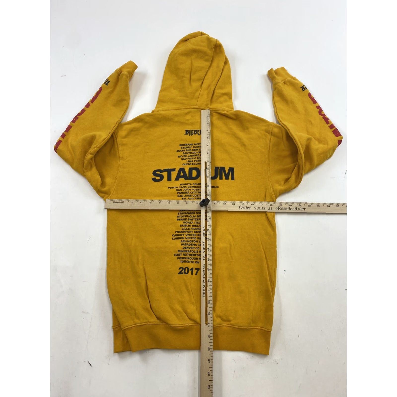 Vintage Team Bieber Hoodie Sweatshirt Adult XS Yellow Justin Bieber 2017 World Stadium Tour Size US XS / EU 42 / 0 - 3 Thumbnail
