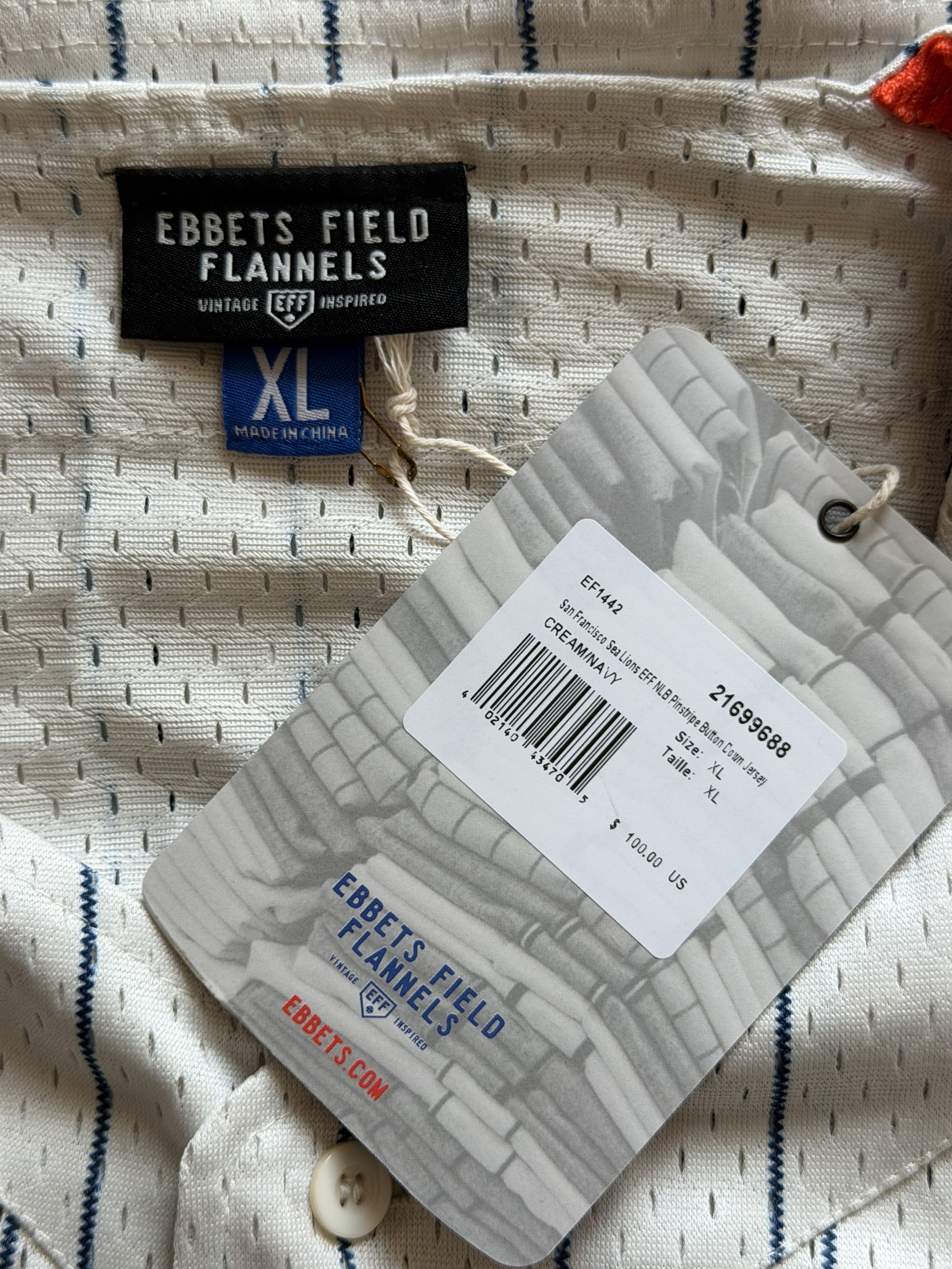 Ebbets Field Flannels Ebbets Field San Francisco Seals Pinstripe Jersey Size US XL / EU 56 / 4 - 7 Thumbnail