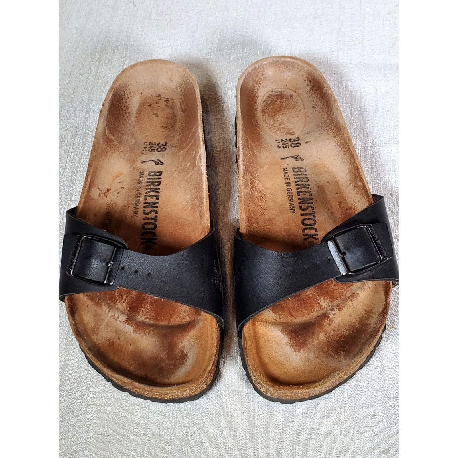 Birkenstock Birkenstock Madrid Black Birko-Flor Sandals Women Size US 7 EUR 38 Narrow Slip-on Adjustable Buckle Flat Casual Spring Summer/Vintage: No Size US 7 / IT 37 - 6 Thumbnail