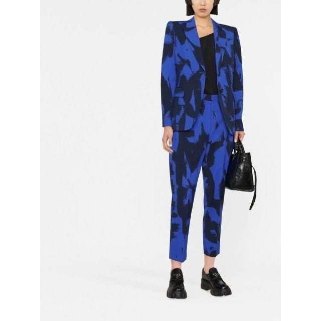 Alexander McQueen o1y0325 Pant in Blue & Black Size 27" / US 4 / IT 40 - 2 Thumbnail