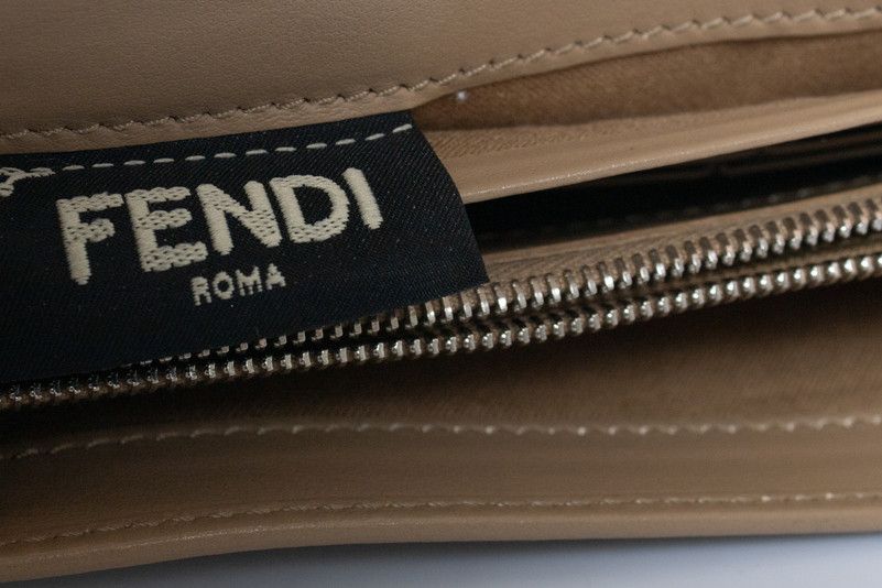 Fendi Fendi, calfskin beige leather bifold Hypnotize wallet Size ONE SIZE - 3 Thumbnail