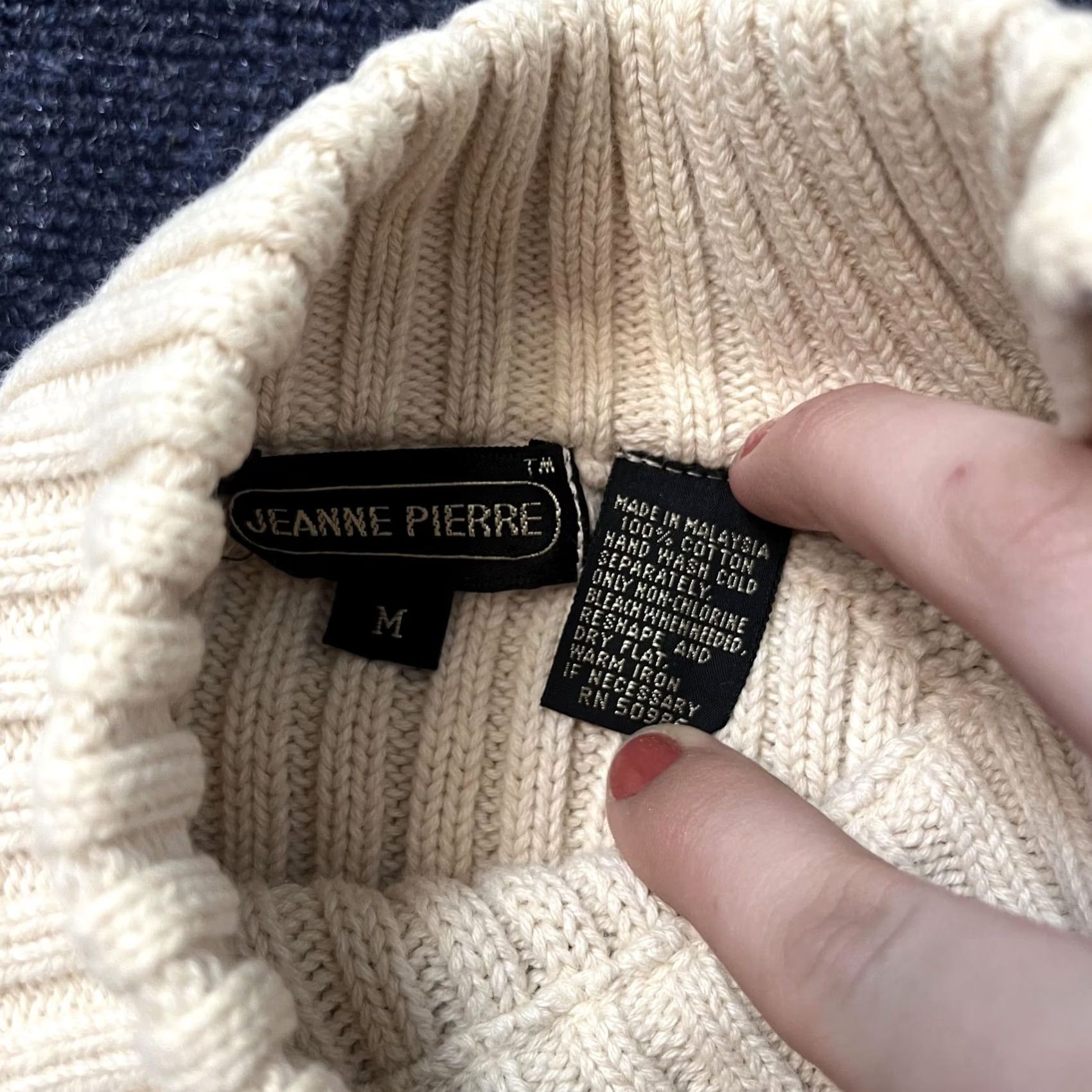 Vintage VINTAGE Jeanne Pierre Sweater Womens M White 1/4 Zip Mock Neck Knit Shirt Pullover Casual Knitwear Size M / US 6-8 / IT 42-44 - 3 Thumbnail