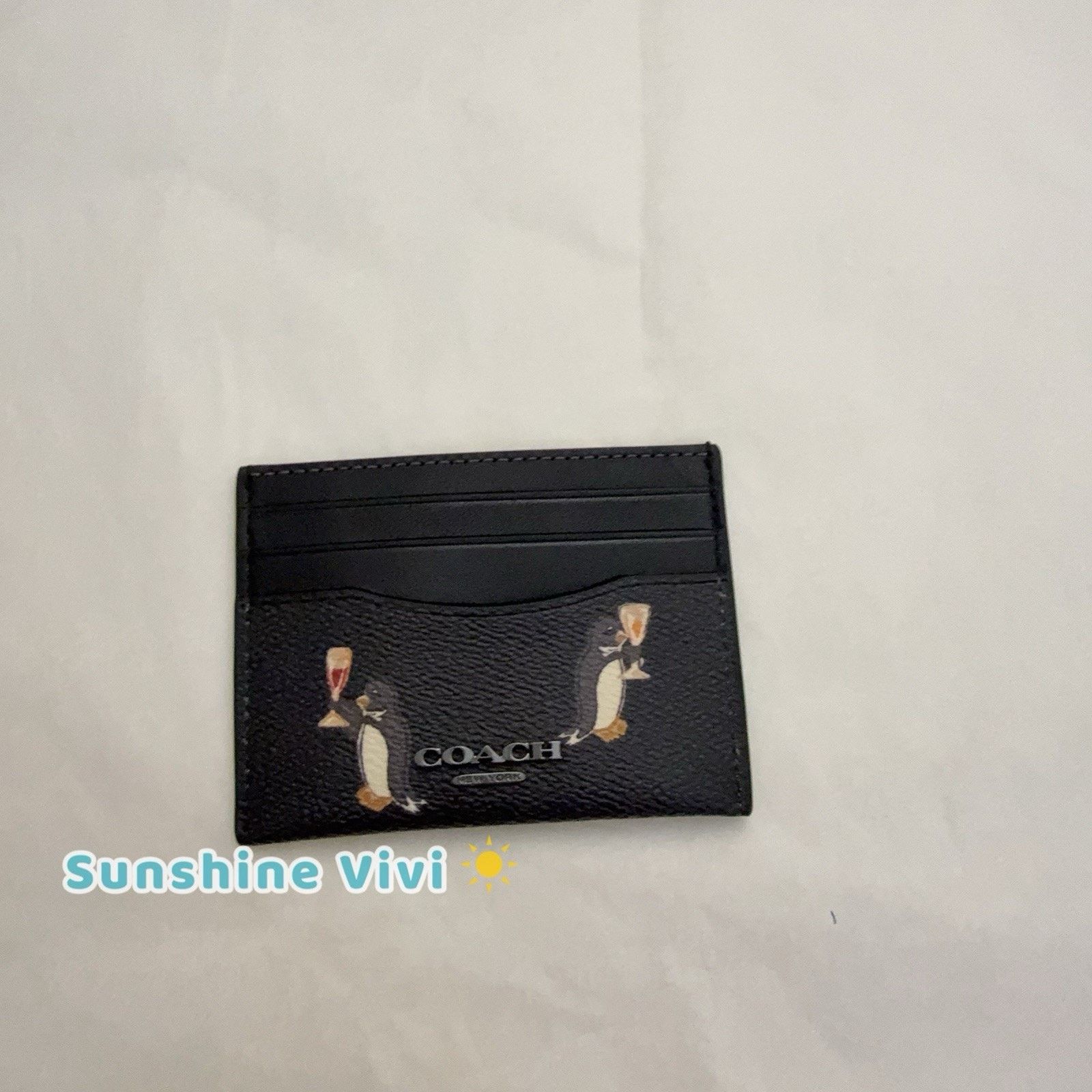 Coach NWT Coach Slim Id Card Case Penguin Print CCP96 Black Multi Size ONE SIZE - 6 Thumbnail