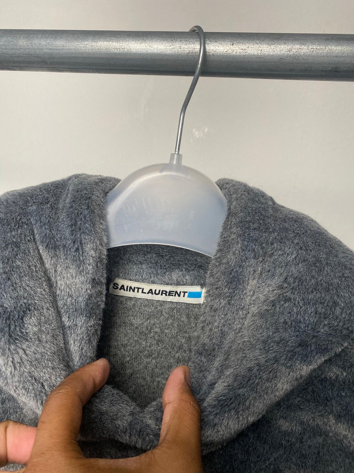 Saint Laurent Paris Archive Saint Laurent Grey Shaggy Fleece Hoodie Hedi Slimane Size US M / EU 48-50 / 2 - 9 Thumbnail