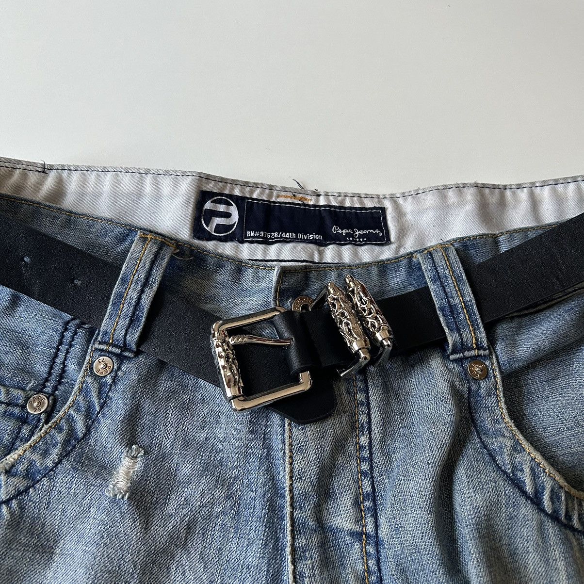 Japanese Brand × Vintage Y2K 2000s Silver cross futuristic black roller belt Size ONE SIZE - 6 Thumbnail