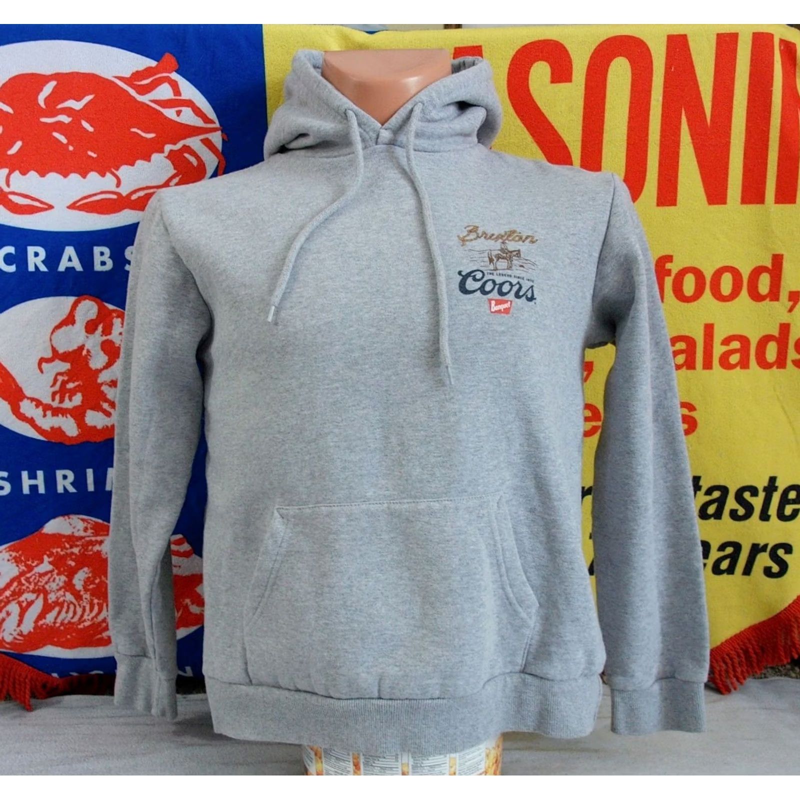 Brixton Brixton Coors Banquet Hoodie Sweatshirt Women's MED Gray Cotton/Polyester Pullover Hooded Western Cowboy Beer Logo L/S Size M / US 6-8 / IT 42-44 - 3 Thumbnail