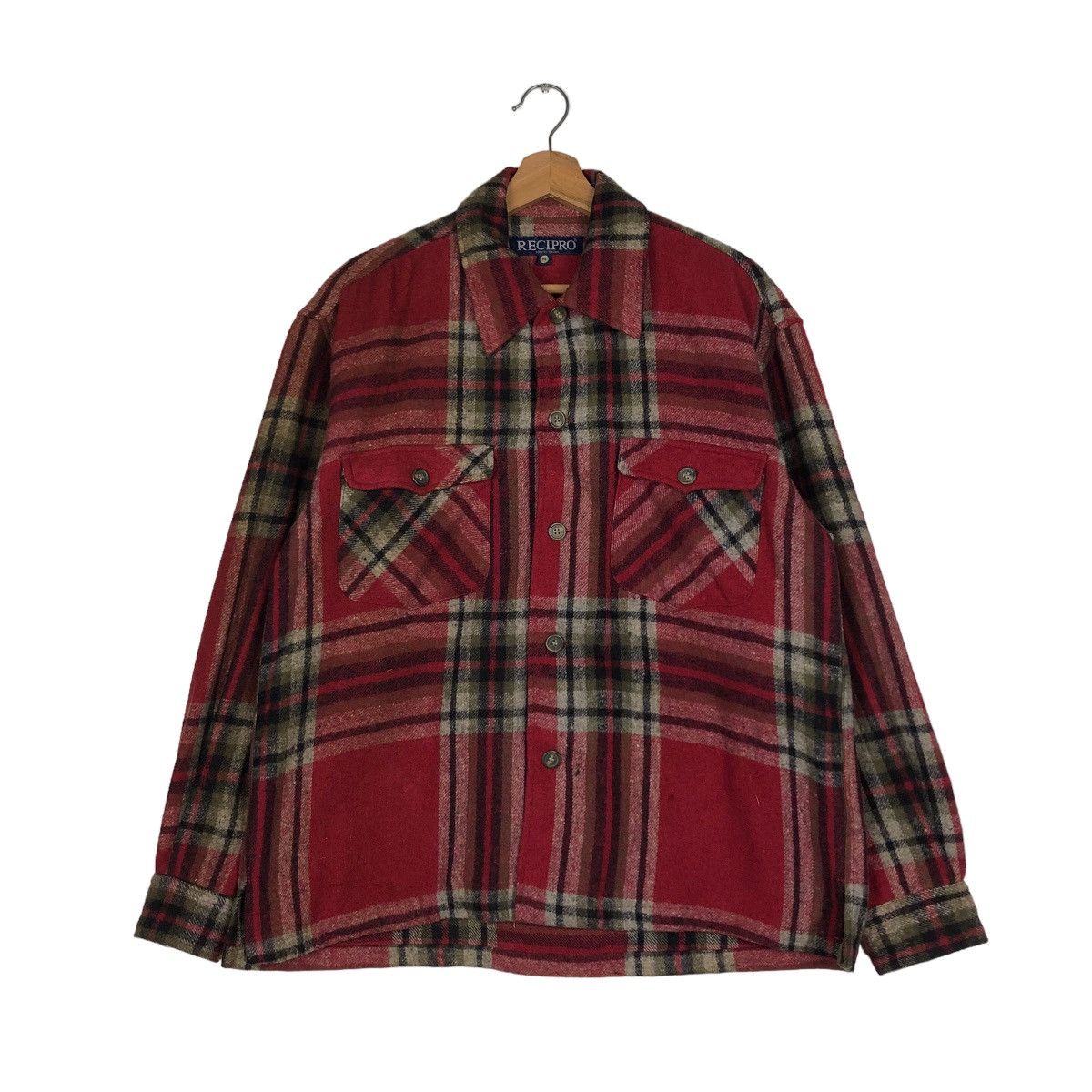 Flannel 📌VINTAGE WOOL FLANNEL JACKET RECIPRO ISSEY MIYAKE Size US M / EU 48-50 / 2 - 2 Thumbnail