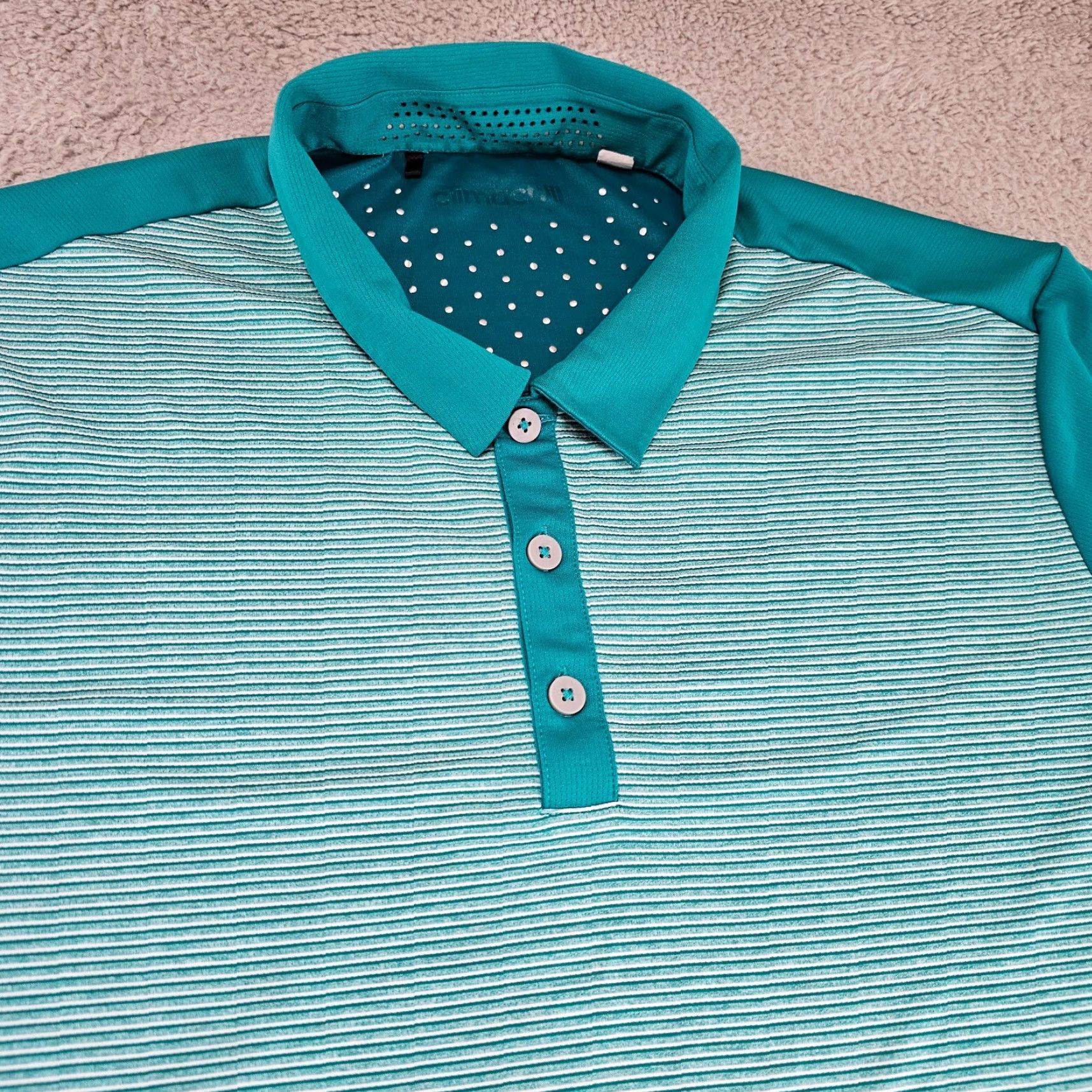 Adidas Adidas Polo Shirt Mens XL Mint Performance Golf Stretch Short Sleeve Pinstripe Casual Workwear Golf Polo Shirt Mens XL Mint Green Adidas Golf Polo Size US XL / EU 56 / 4 - 2 Thumbnail