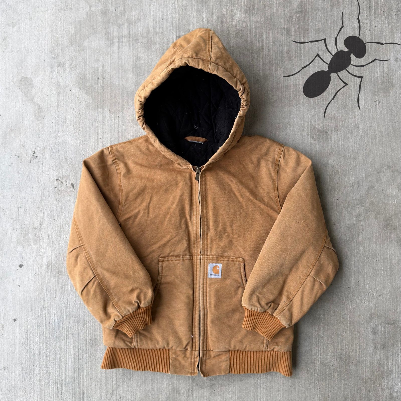 Carhartt × Vintage Carhartt YOUTH brown hooded work wear jacket Size US XS / EU 42 / 0 - 1 Thumbnail
