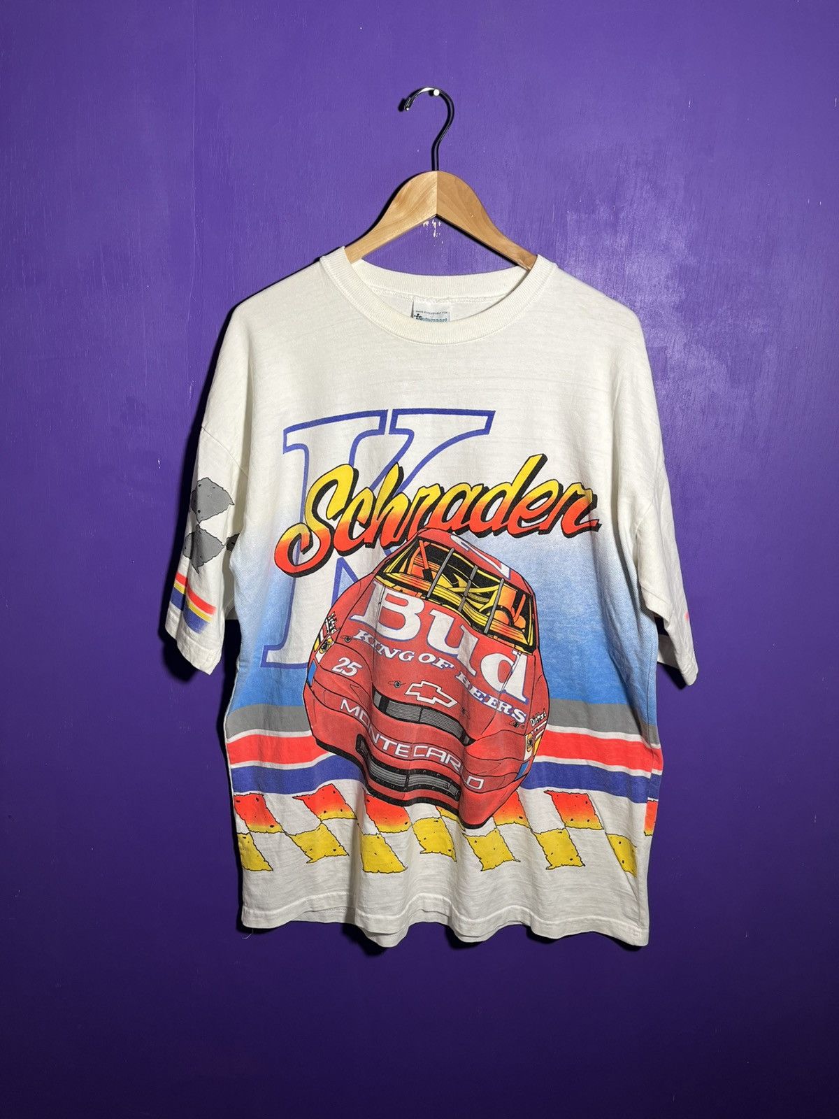 NASCAR × Vintage Vintage 1995 Kyle Schrader Budweiser nascar AOP t-shirt Size US XL / EU 56 / 4 - 1 Thumbnail