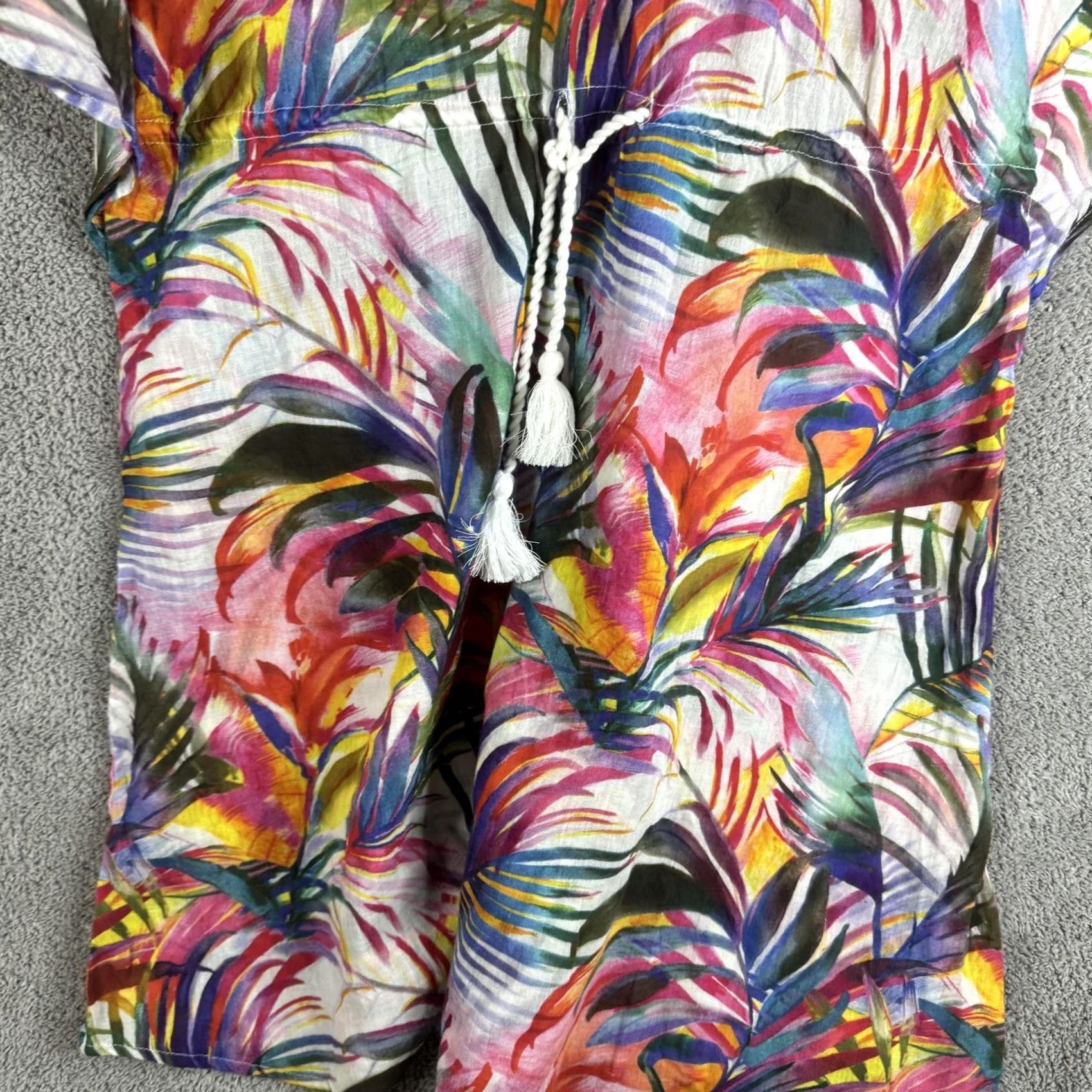 Ralph Lauren Lauren Ralph Lauren Cover Up Womens Medium Multicolor Tropical Cotton Tassel Size ONE SIZE - 4 Thumbnail