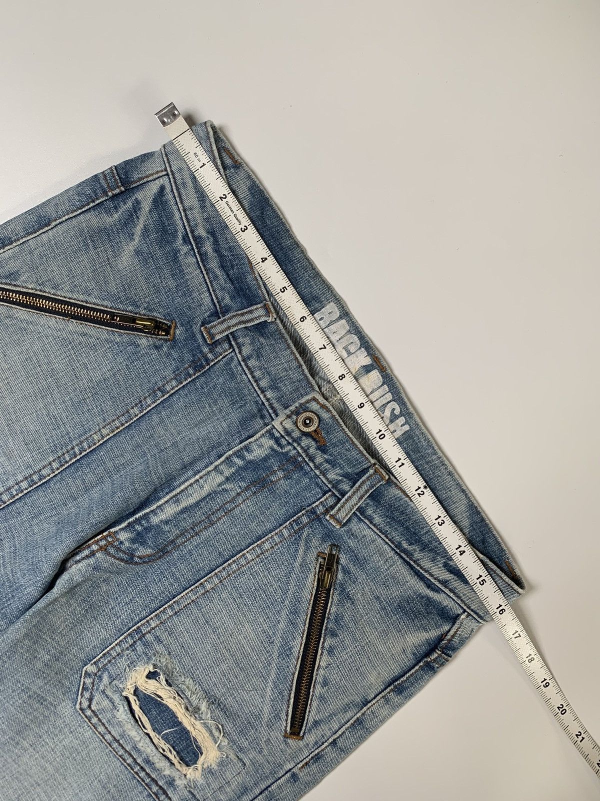 Japanese Brand Back rush ripped zipper pocket bush denim Size US 32 / EU 48 - 8 Thumbnail
