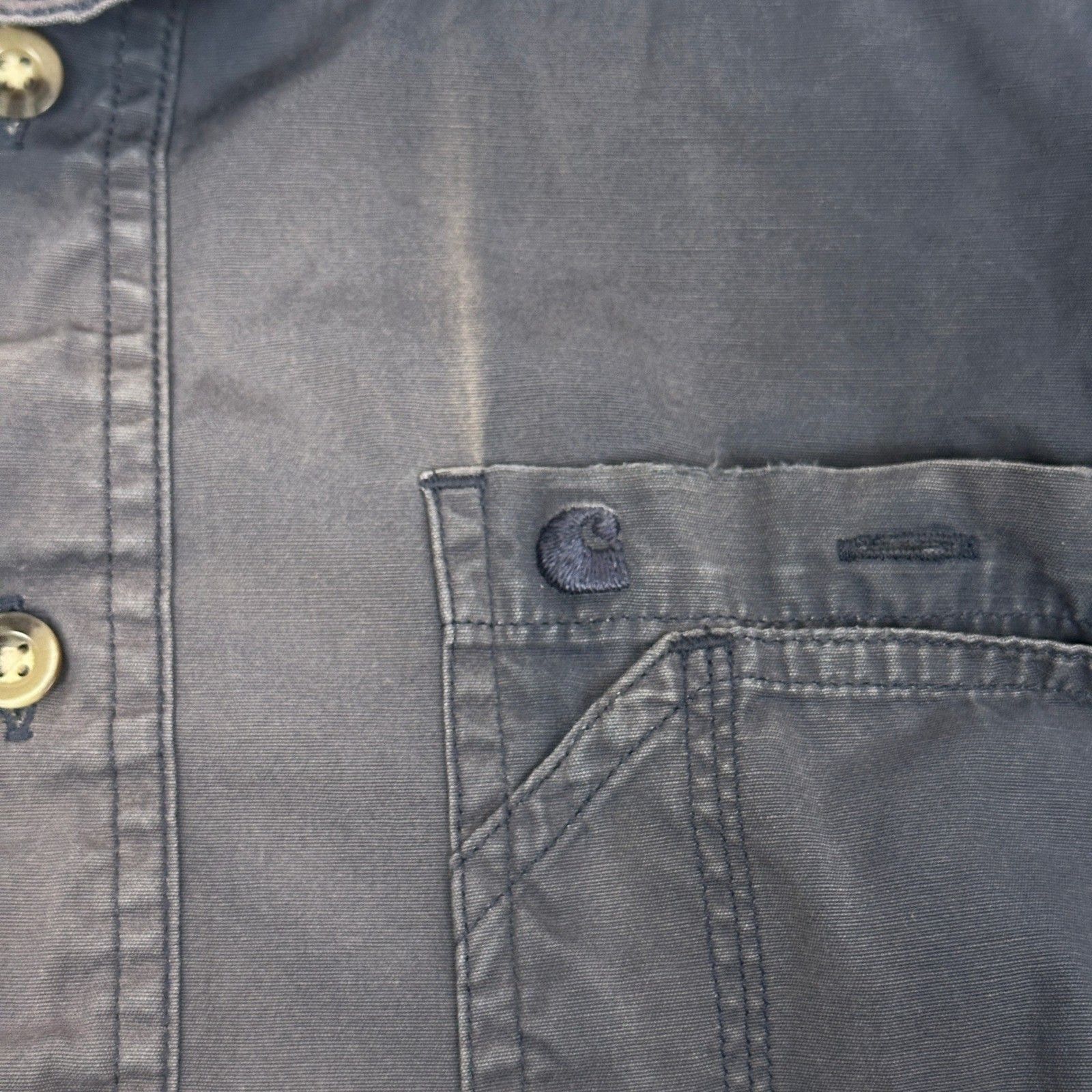 Carhartt Vintage Carhartt Men's L Tall Work Shirt Button Up Navy Size US L / EU 52-54 / 3 - 3 Thumbnail