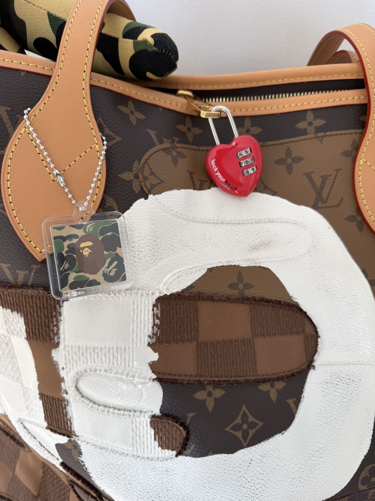Louis Vuitton × Nigo Louis Vuitton x Nigo Nevereverfull Brown Custom Tote Bag Size ONE SIZE - 3 Thumbnail