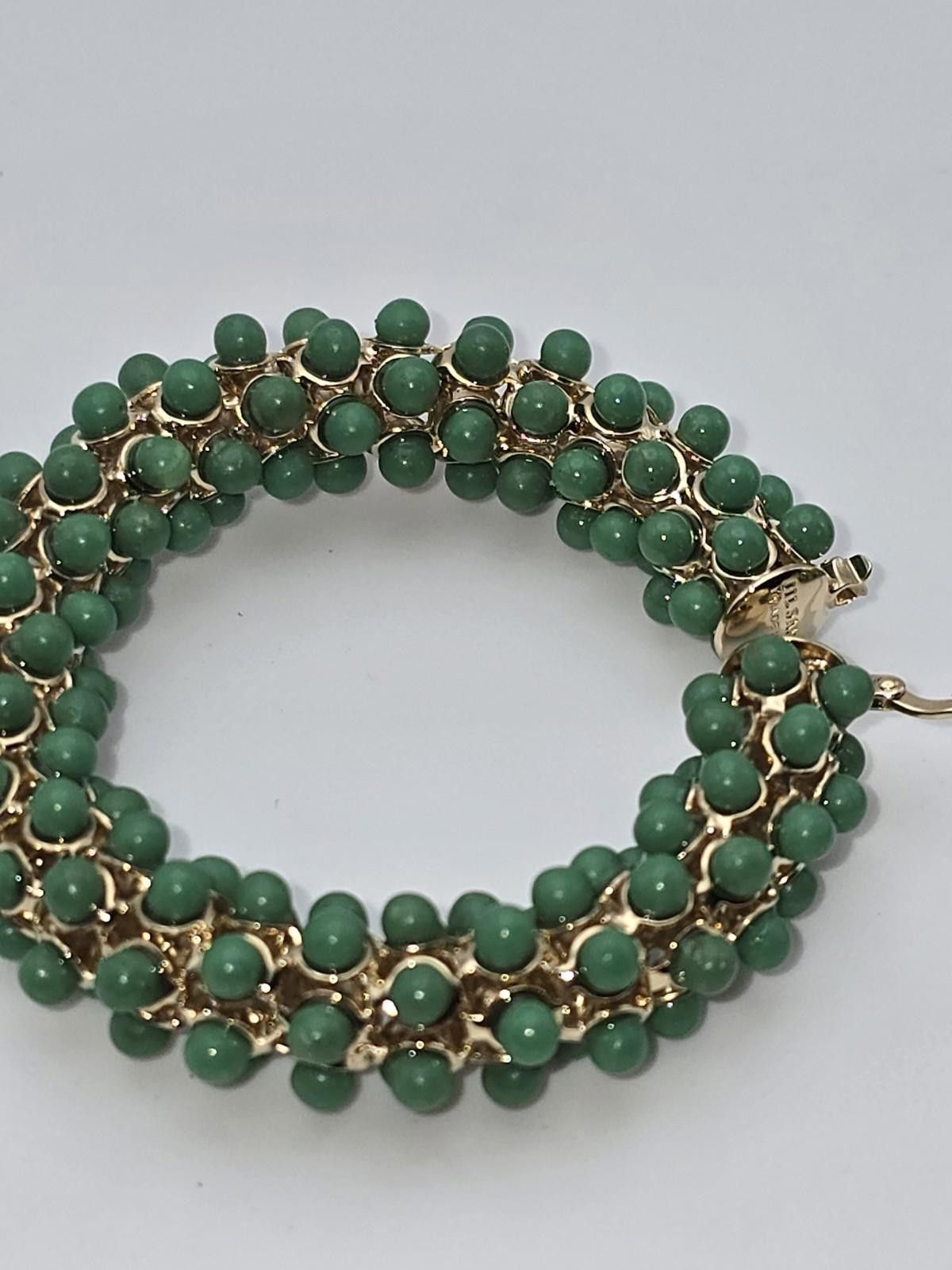 Jil Sander Jil Sander Green Beaded Hoop Earrings- Statement Size ONE SIZE - 6 Thumbnail