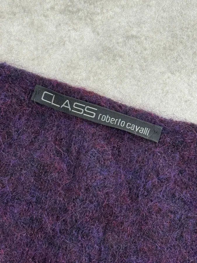 Roberto Cavalli 2000s Roberto Cavalli Purple Wool Obscure Cardigan Sweater Size M / US 6-8 / IT 42-44 - 12 Thumbnail