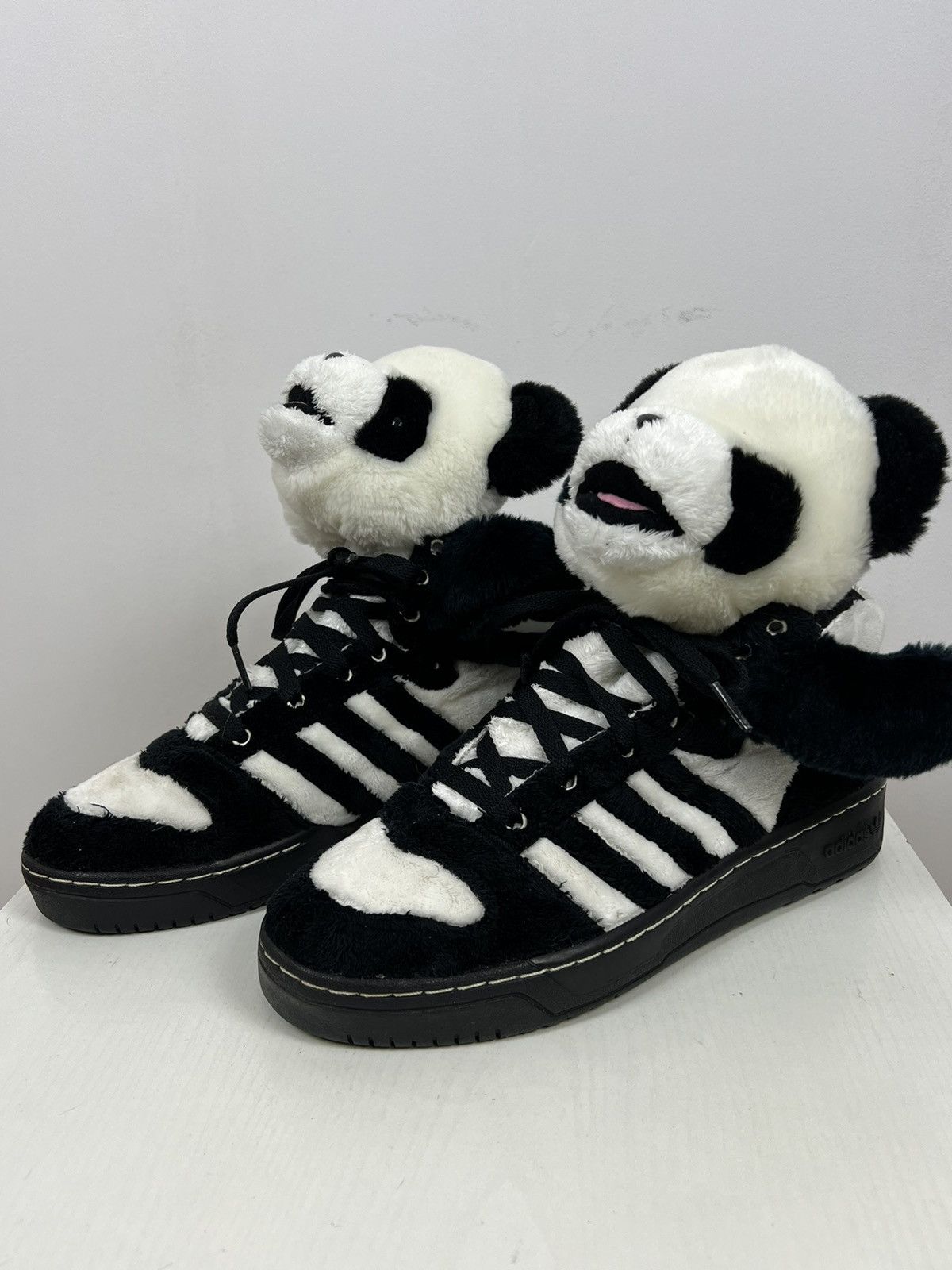 Pre-owned Adidas X Jeremy Scott Panda Bear Sneakers Size Us10 In Multicolor