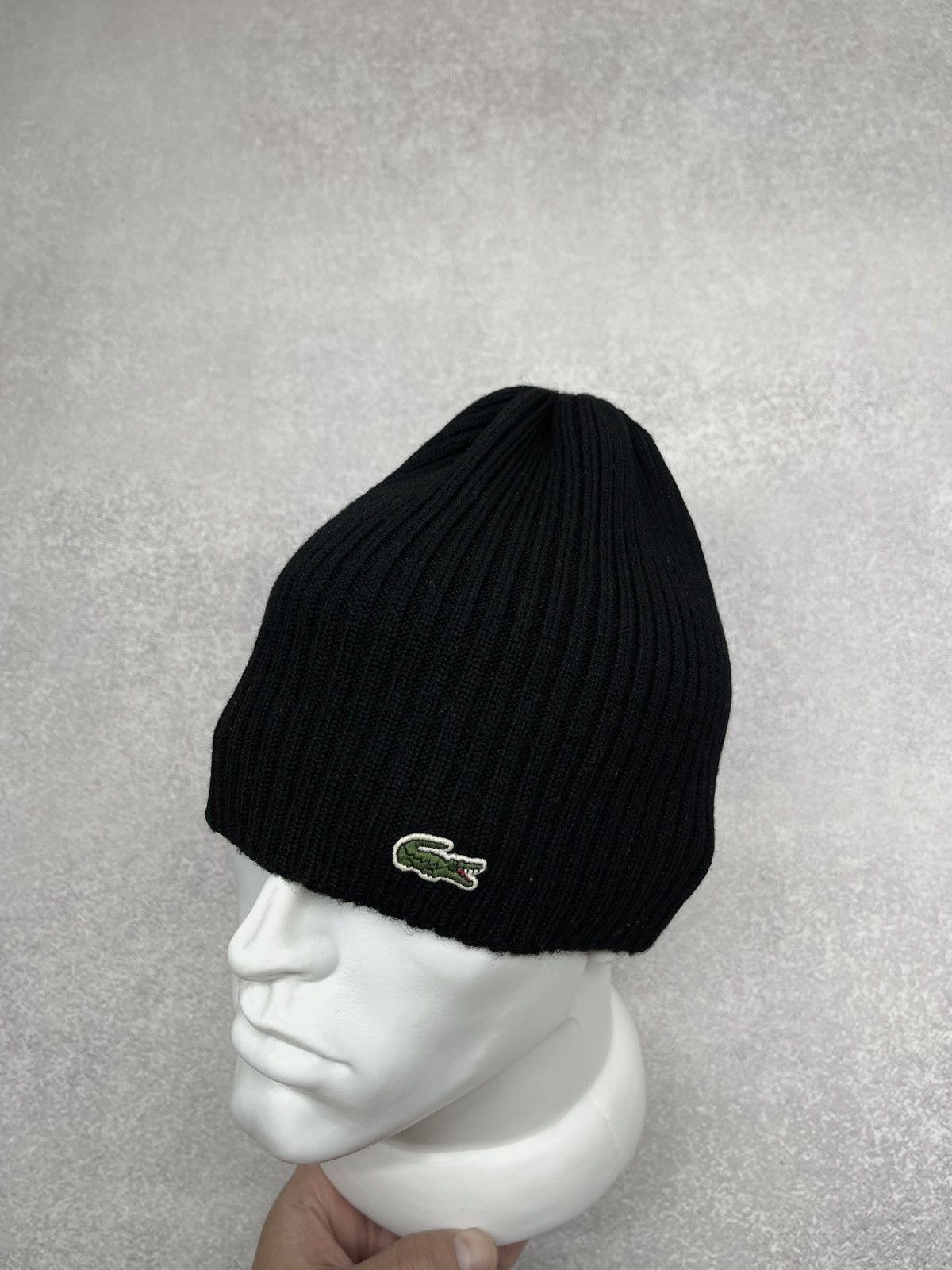 Lacoste Vintage Lacoste Wool Beanie Hat Black Y2K Size ONE SIZE - 1 Thumbnail