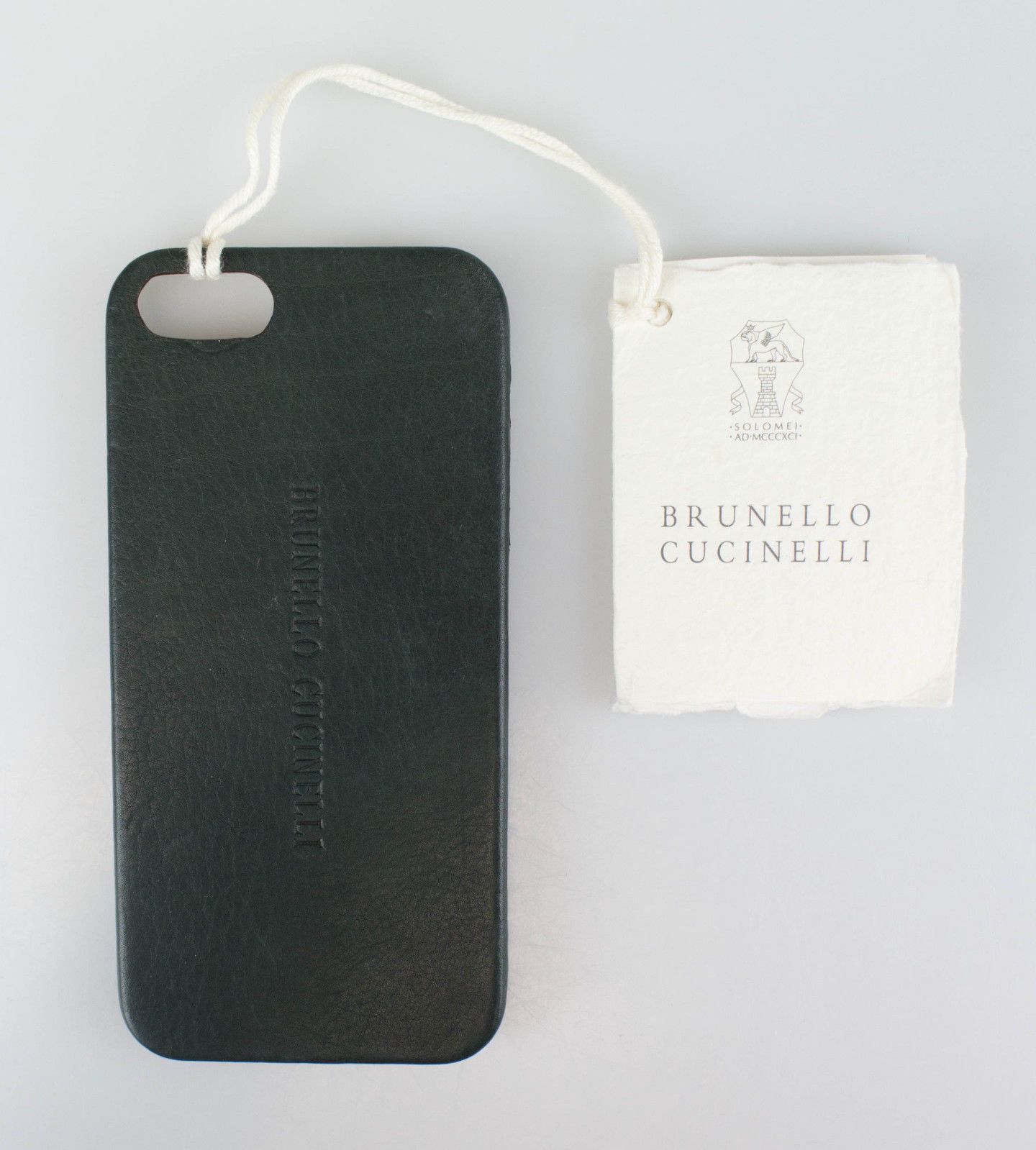Brunello Cucinelli Brunello Cucinelli Gunmetal Gray Pebbled Leather Iphone Case Size ONE SIZE - 1 Thumbnail