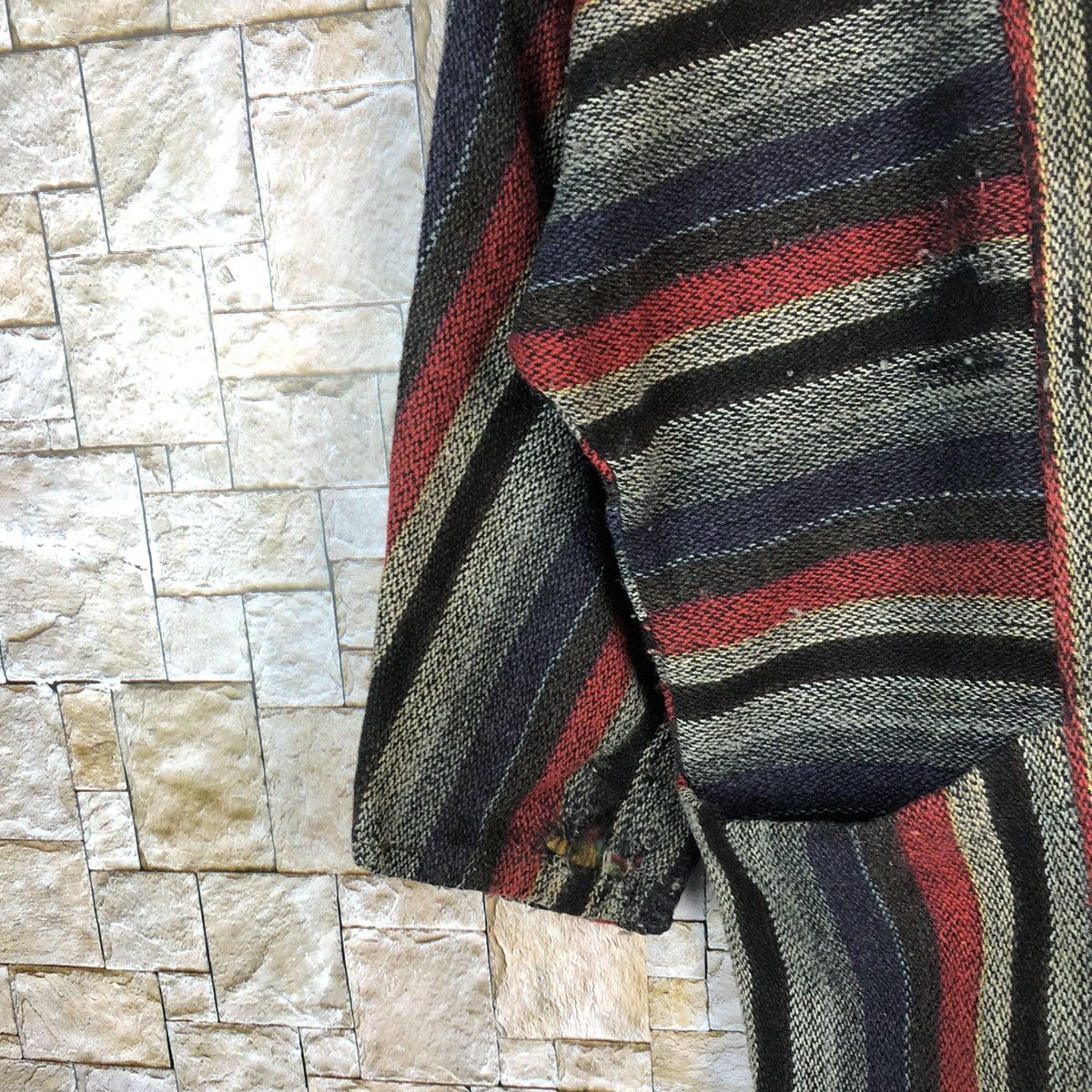 Homespun Knitwear Japan cardigan Red black stripe Knitwear #A499 Size L / US 10 / IT 46 - 7 Thumbnail
