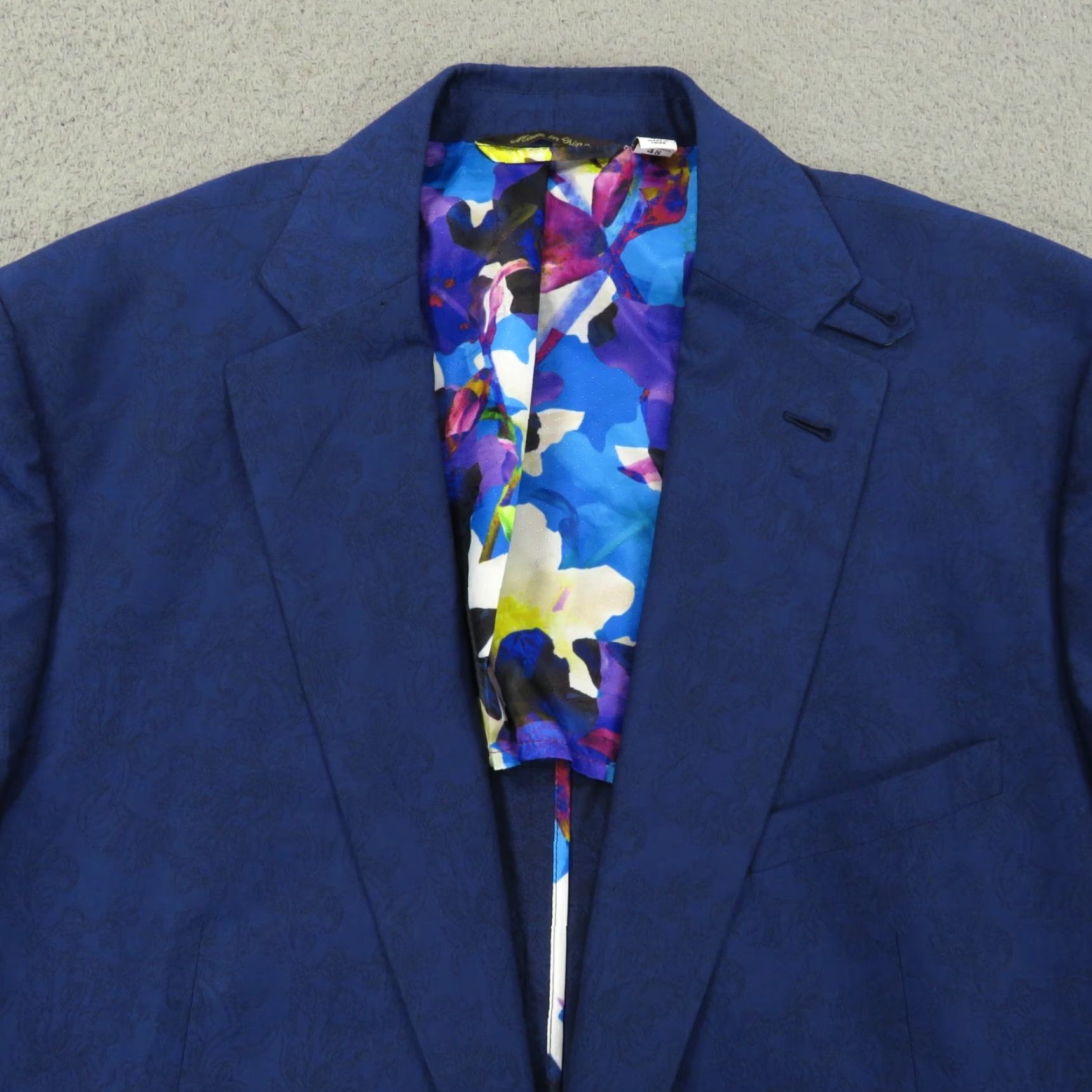 Robert Graham Robert Graham Blazer Jacket 46R Unstructured Floral Baroque Jacquard Sport Coat Jacket Mens Slim Blue 46 Regular Notch Lapel Size 46R - 4 Thumbnail