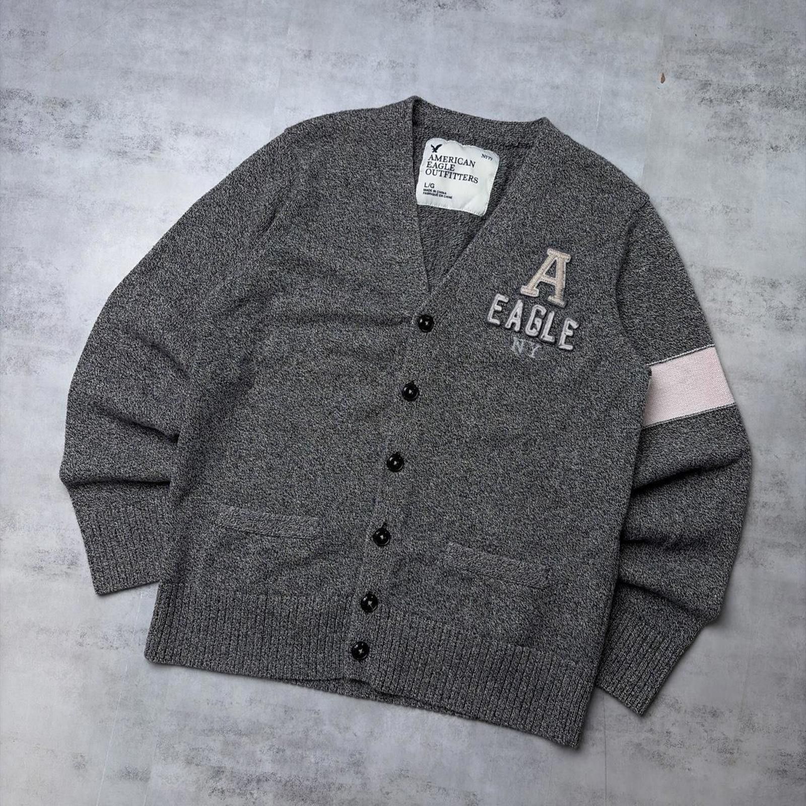 American Eagle Outfitters Y2K Grey American Eagle Grunge Skater Knit Cardigan Size US L / EU 52-54 / 3 - 2 Thumbnail